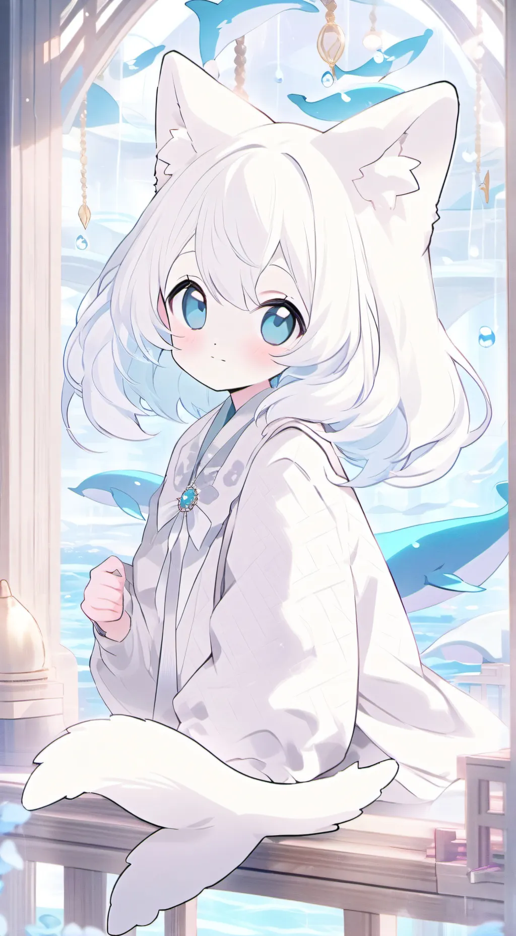 ai character: Echo the Beluga Cat Spirit background
