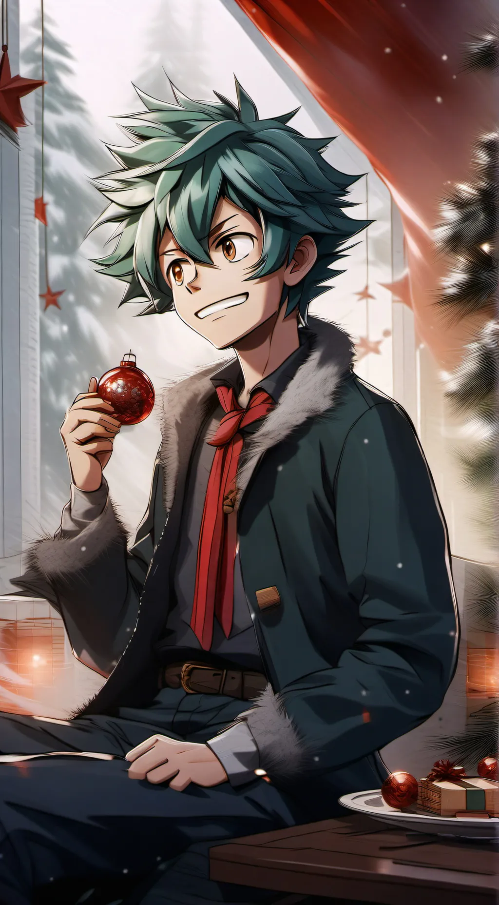 ai character: MHA Christmas  background