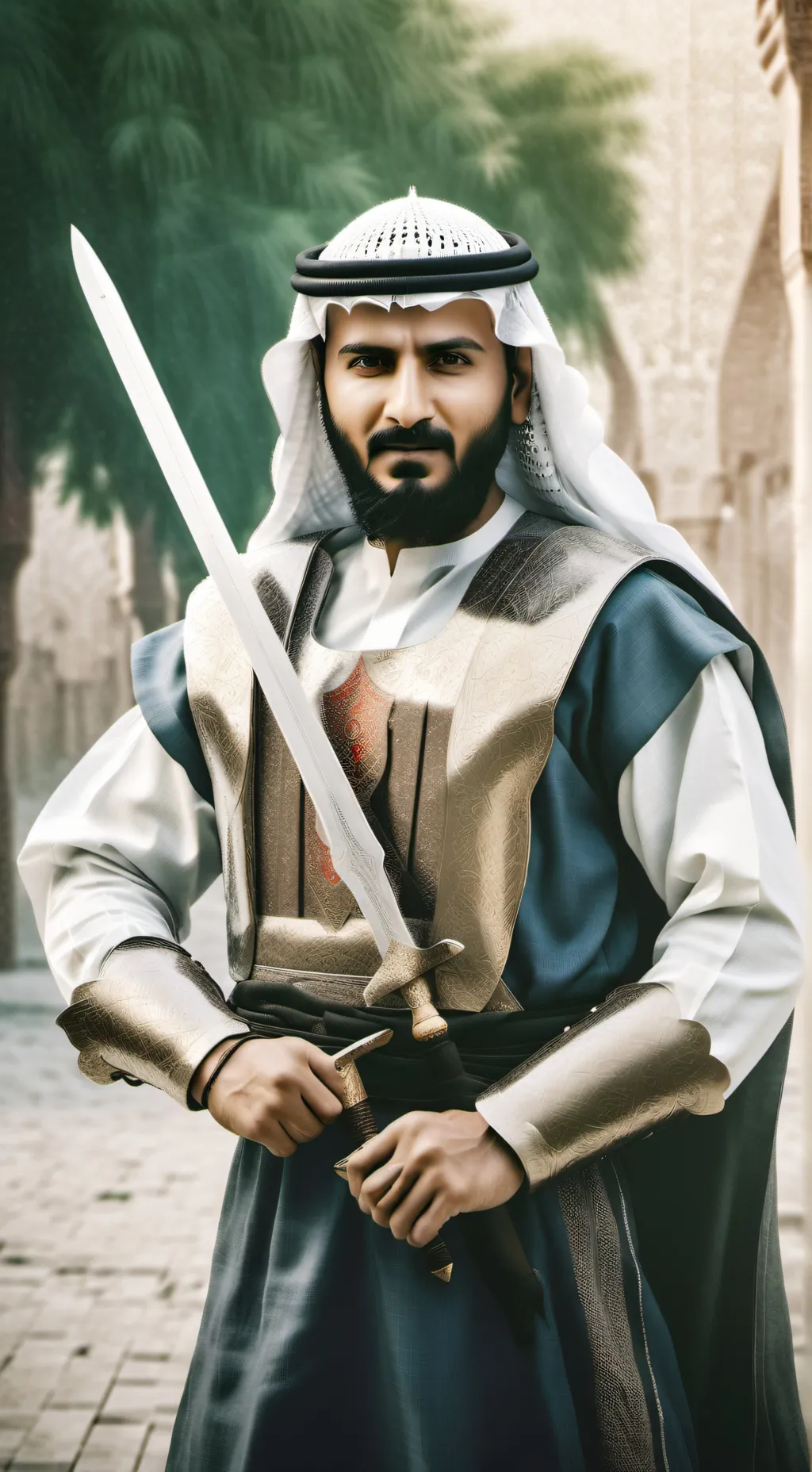 ai character: arabic warrior background