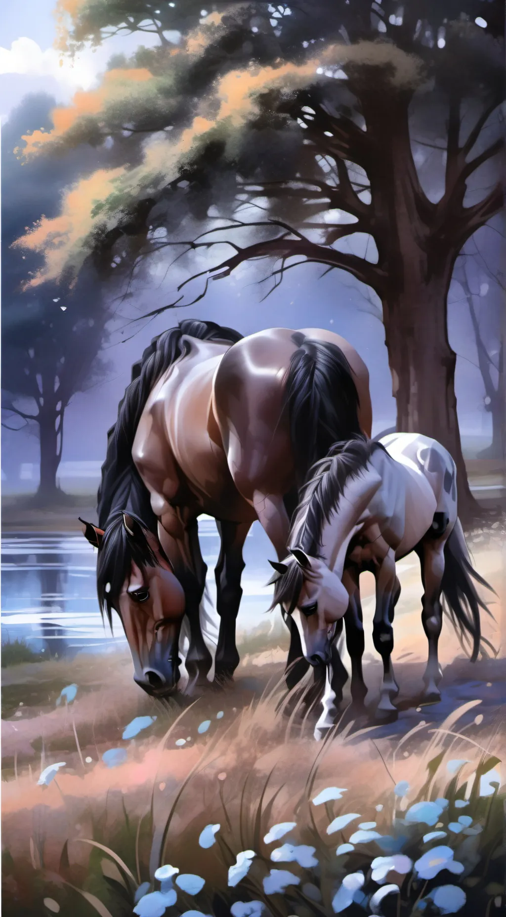 ai character: Lola and lucky  background