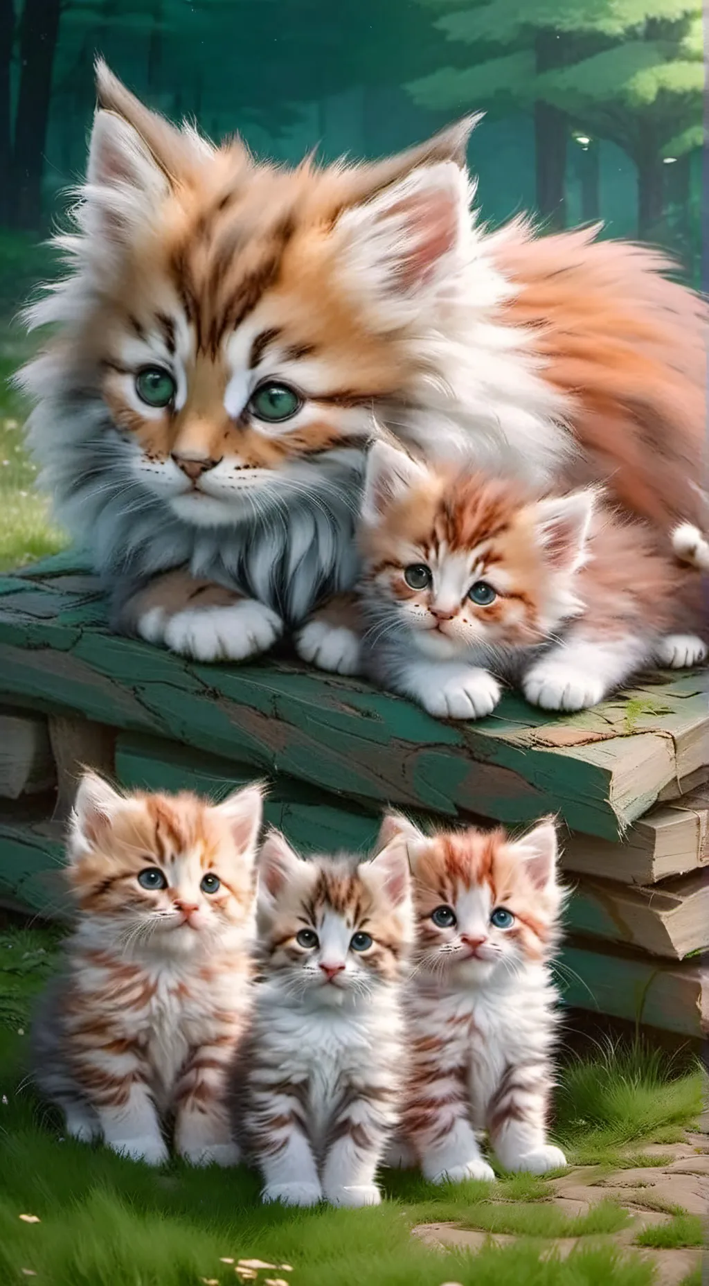 ai character: Mama cat background