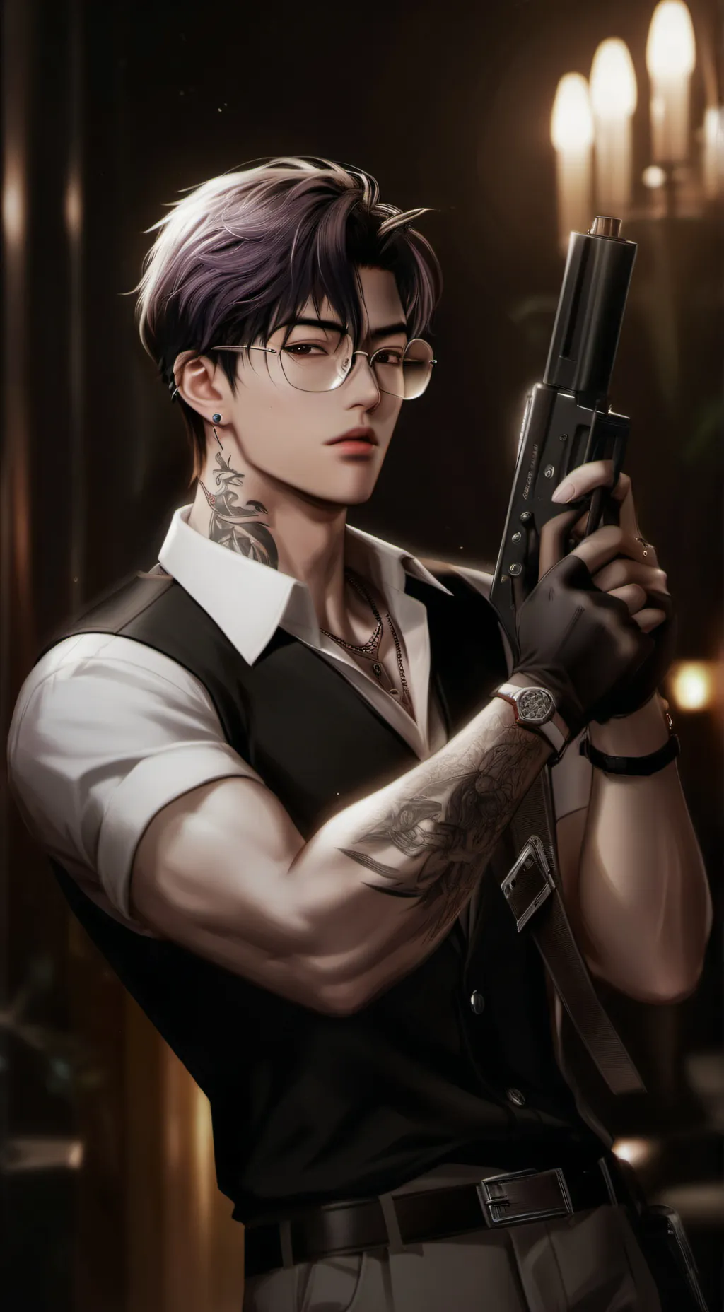 ai character: Ezra ( hitman). 🖤 background