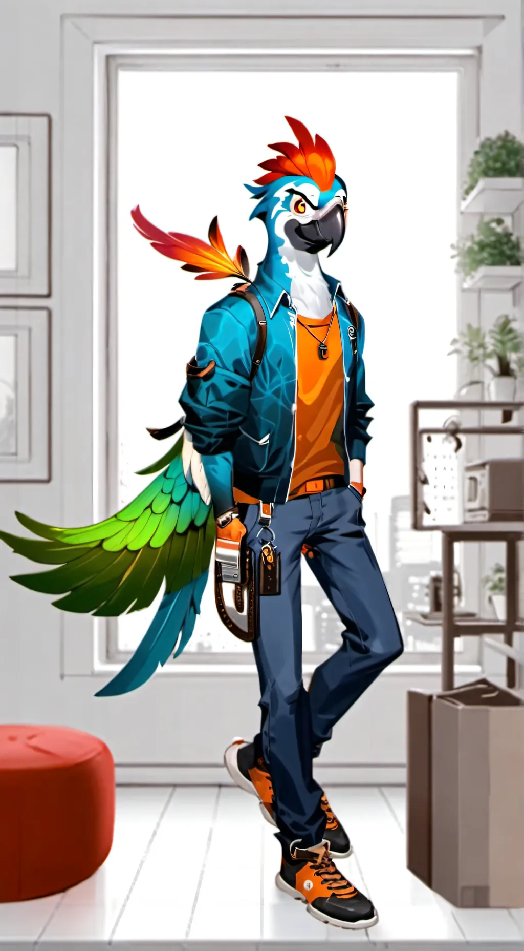 ai character: Hola Parrot Furry background