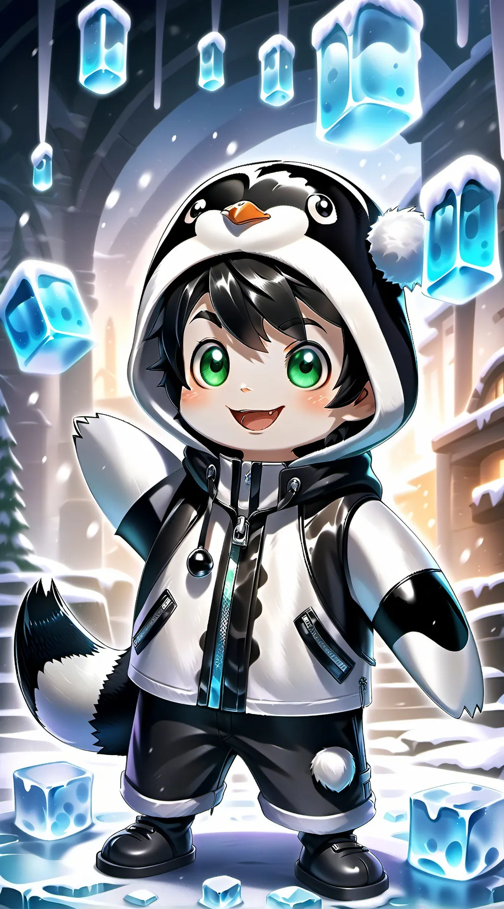 ai character: Penguin Furry background