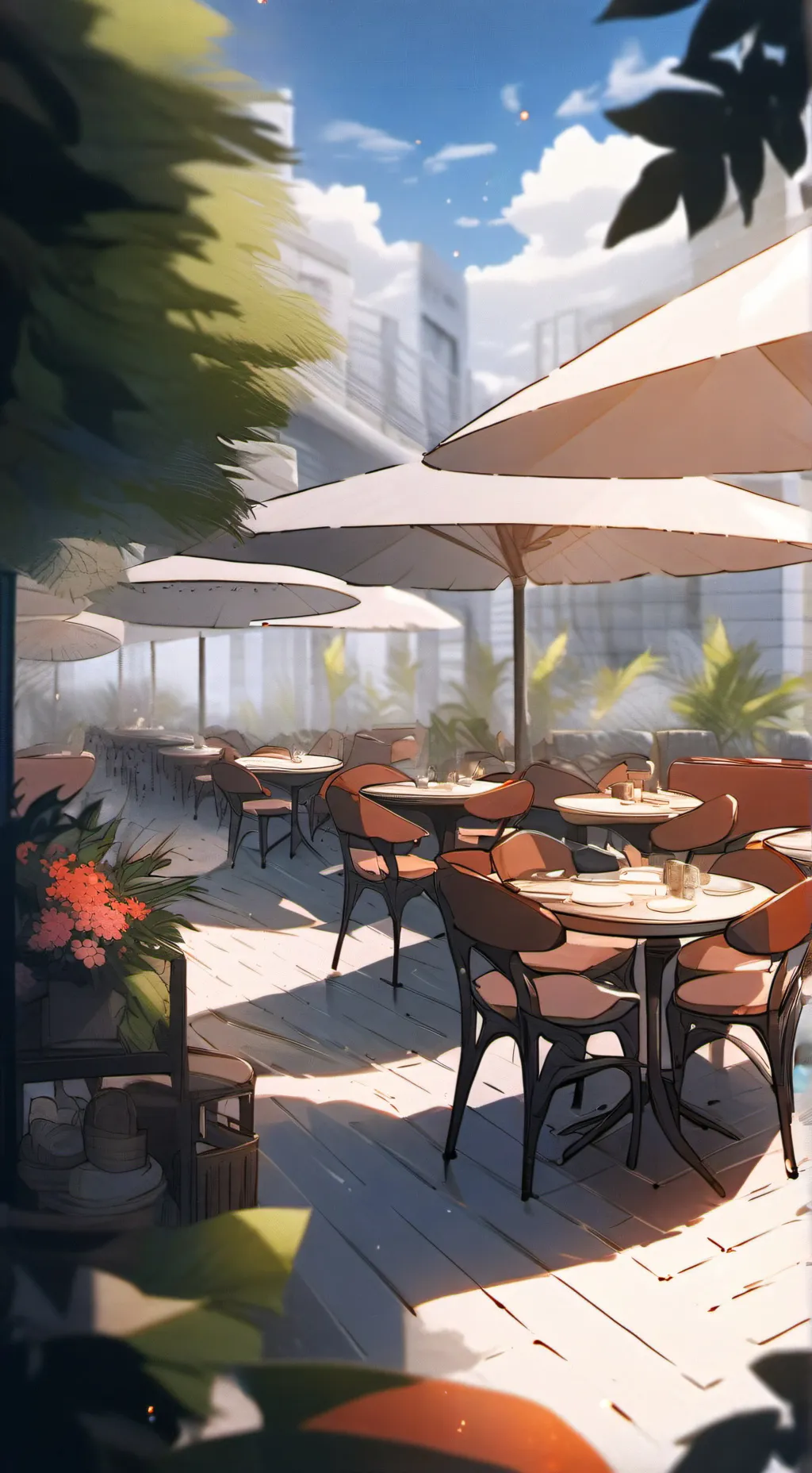 ai character: The Deserts cafe background