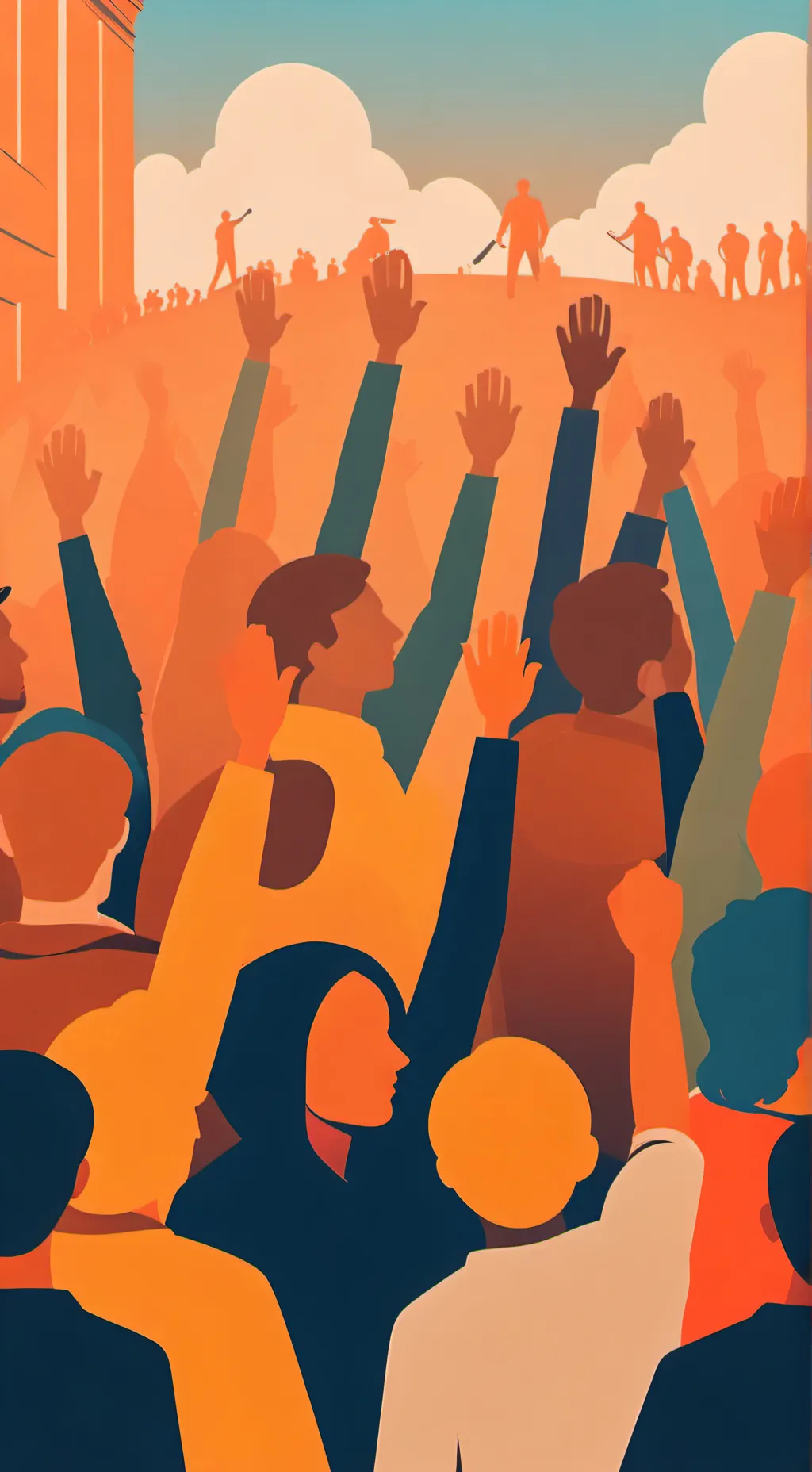 ai character: HANDS OFF PROTEST! background