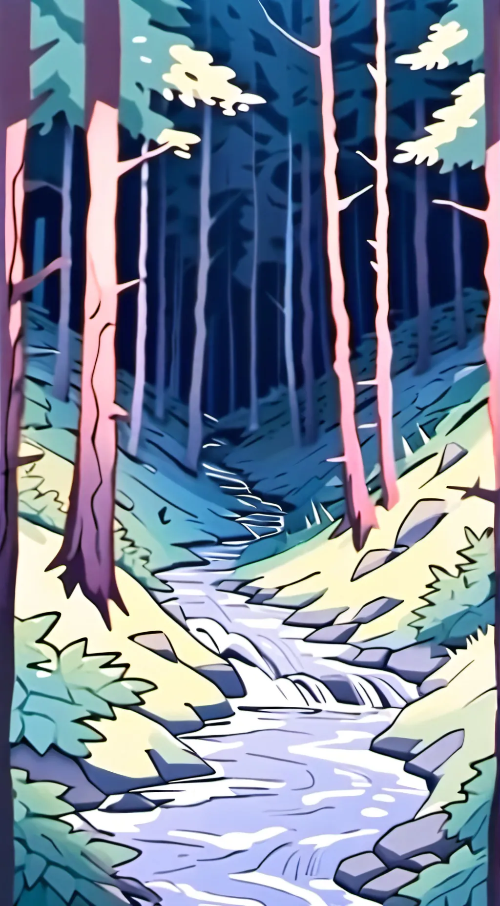 ai character: kny forest trip  background