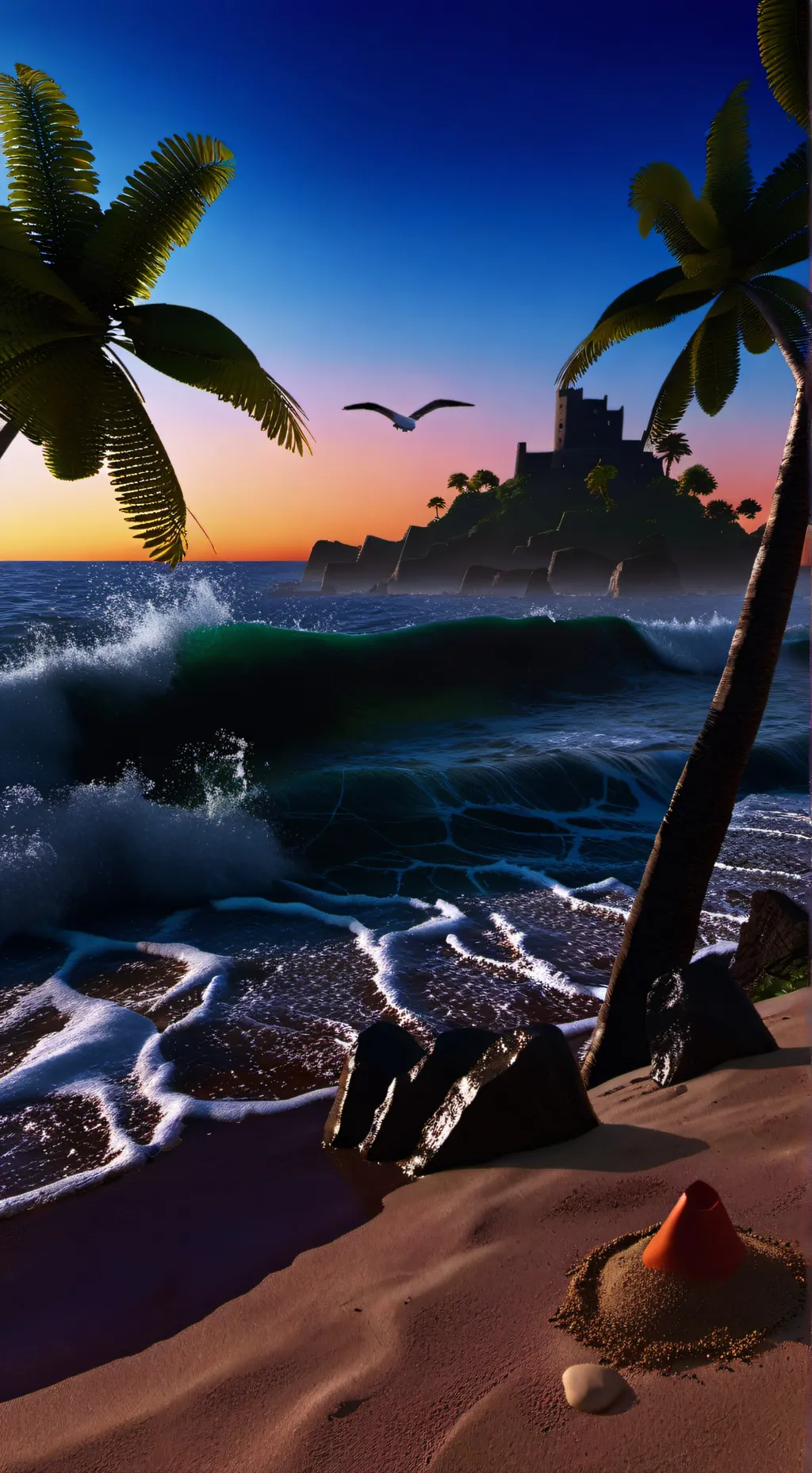 ai character: MHA beach day background