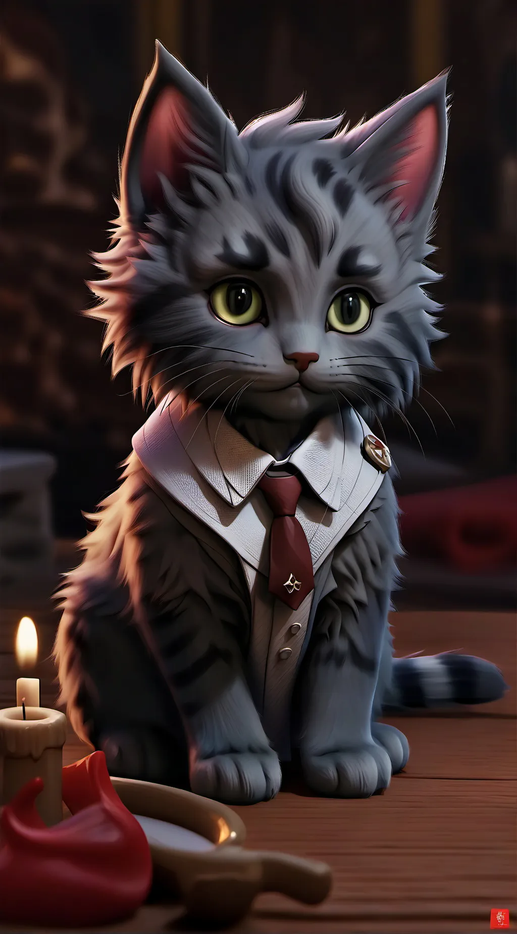 ai character: lonely kitten background