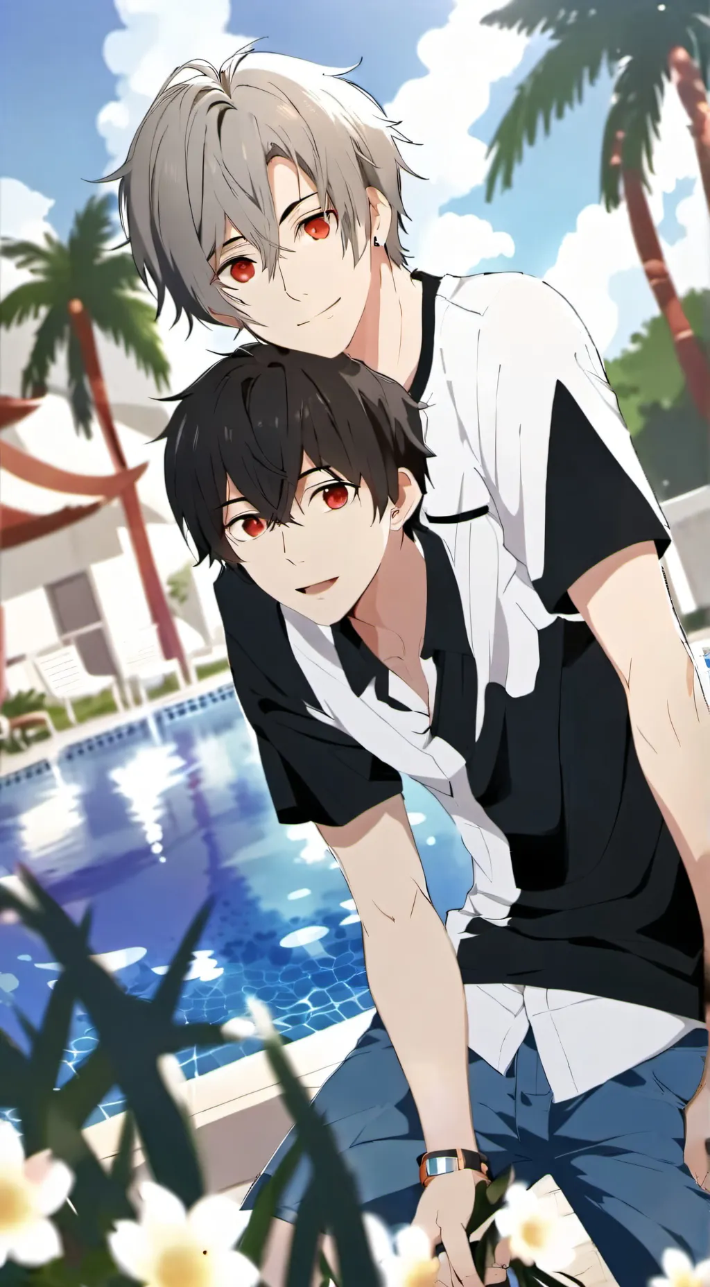 ai character: MHA pool background