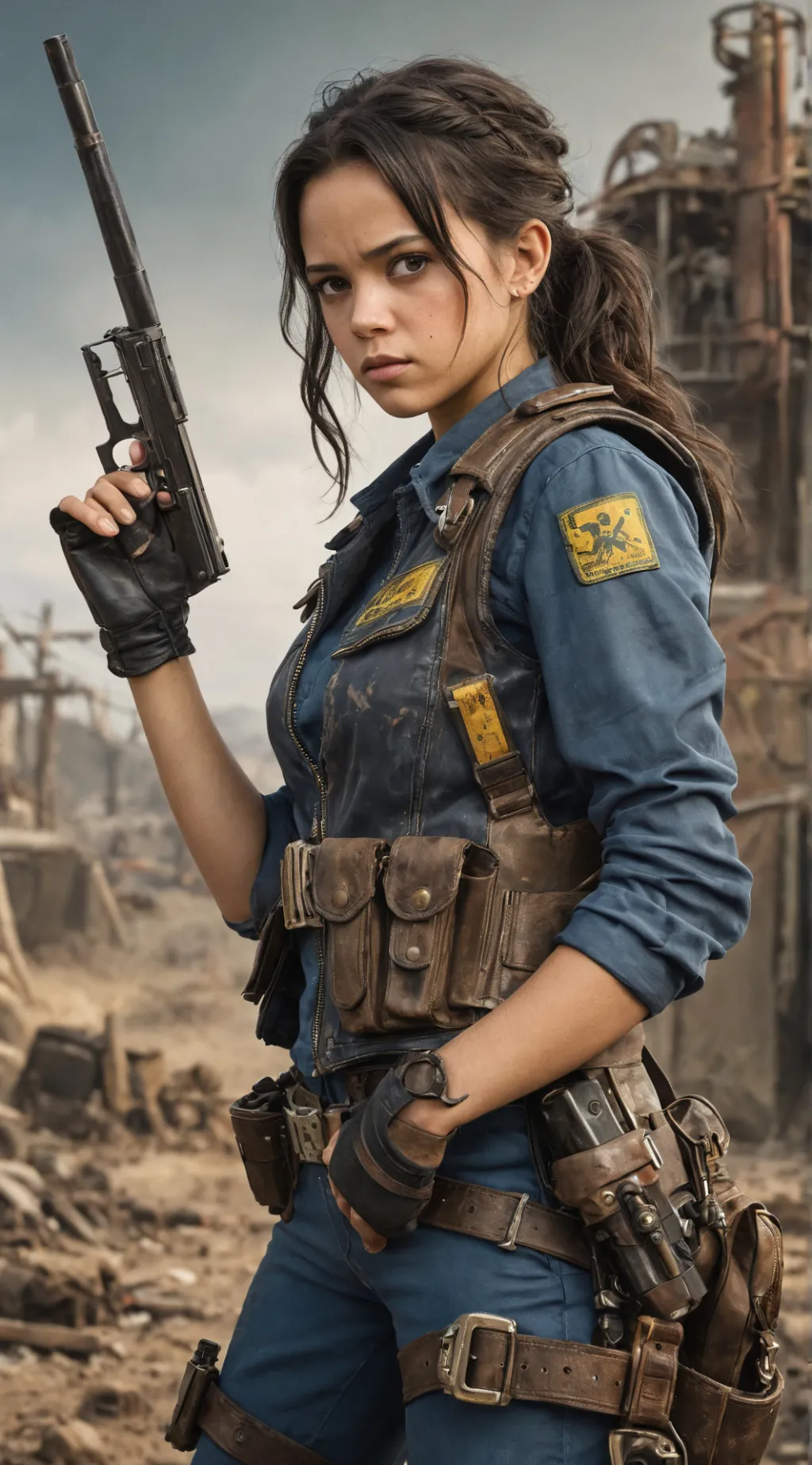 ai character: Jenna Ortega in Fallout background