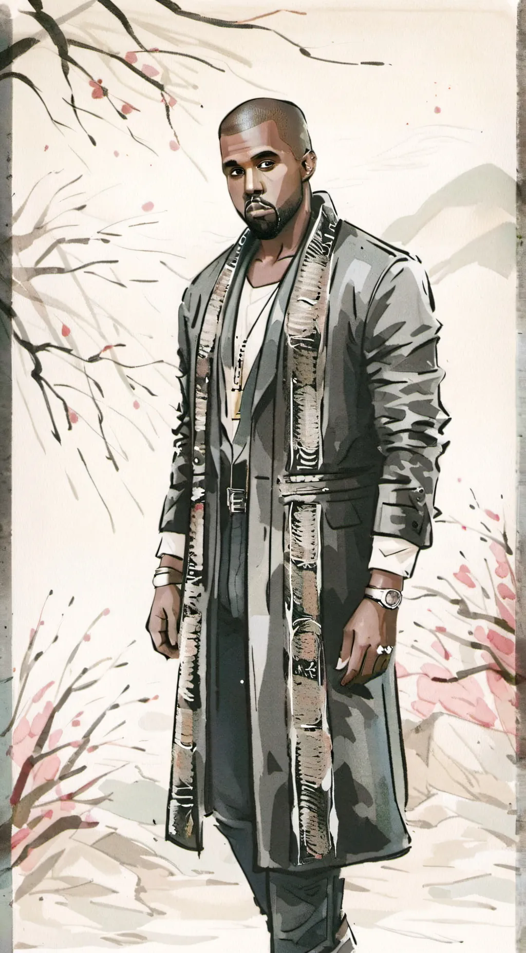 ai character: Kanye West background