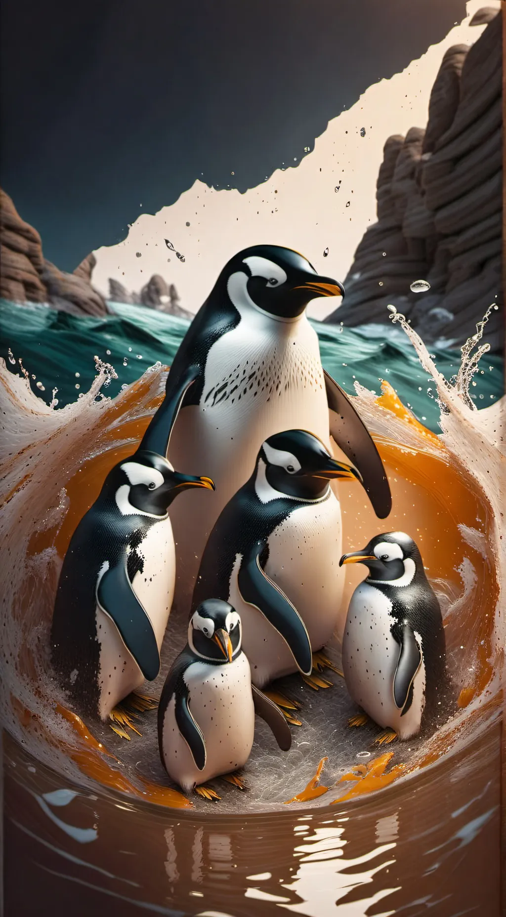 ai character: penguin  background