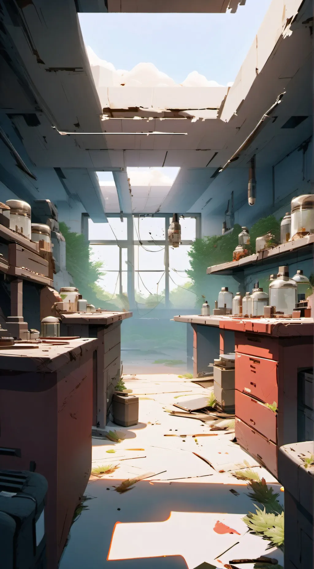ai character: ~ Abandoned lab ~ background