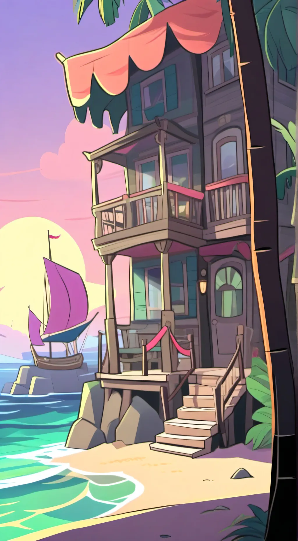 ai character: JJK beach!!! background