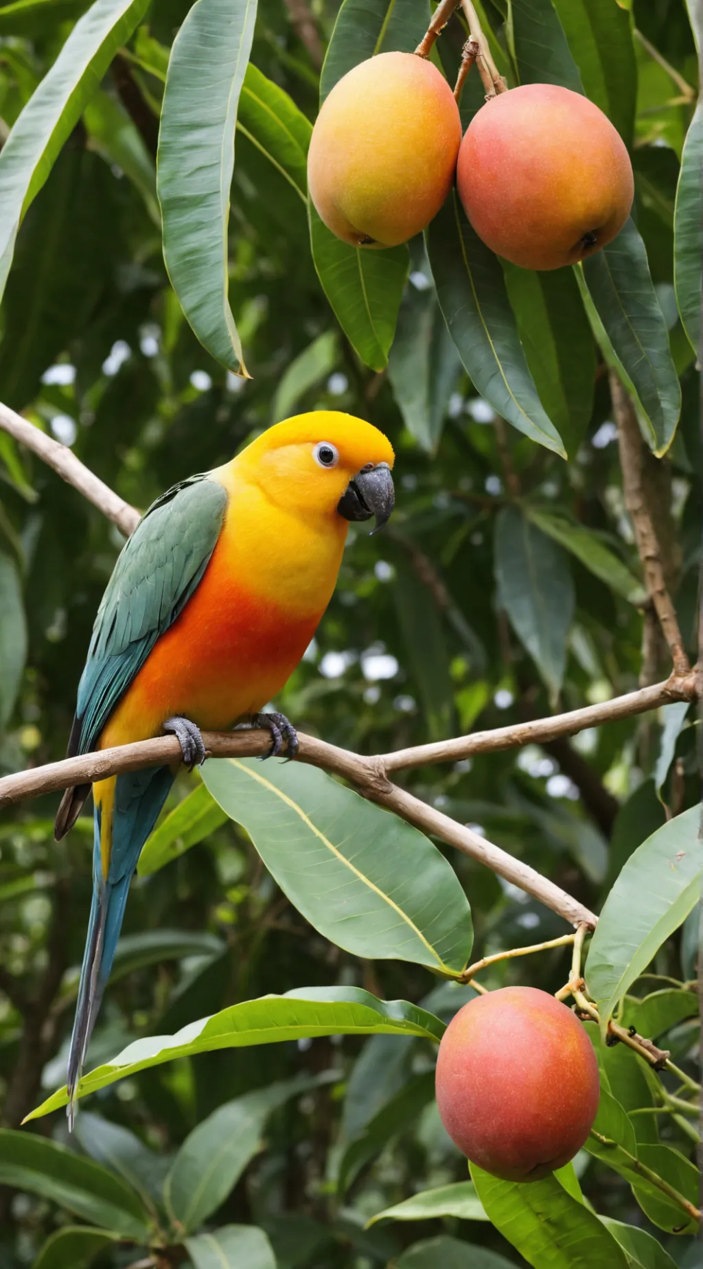 ai character: MANGO BIRD! background