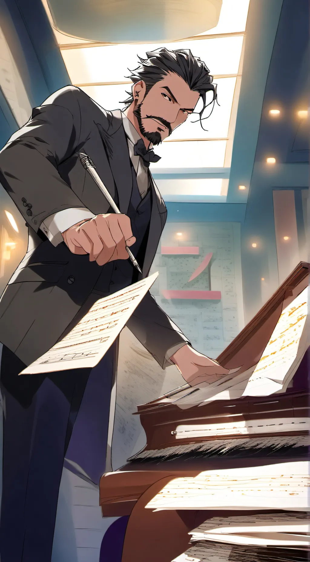 ai character: The Urinal Symphony Conductor background