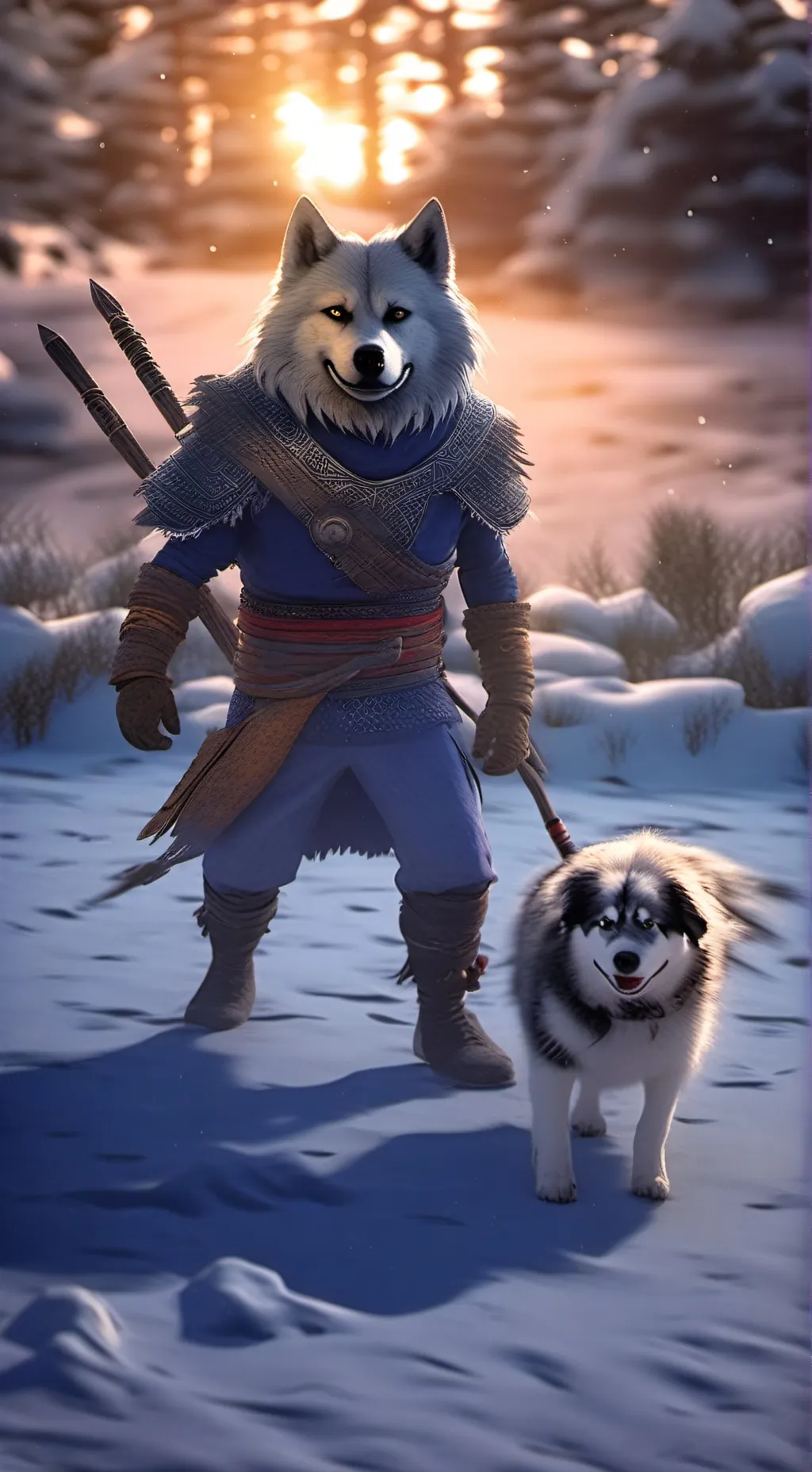 ai character: Dog warrior background