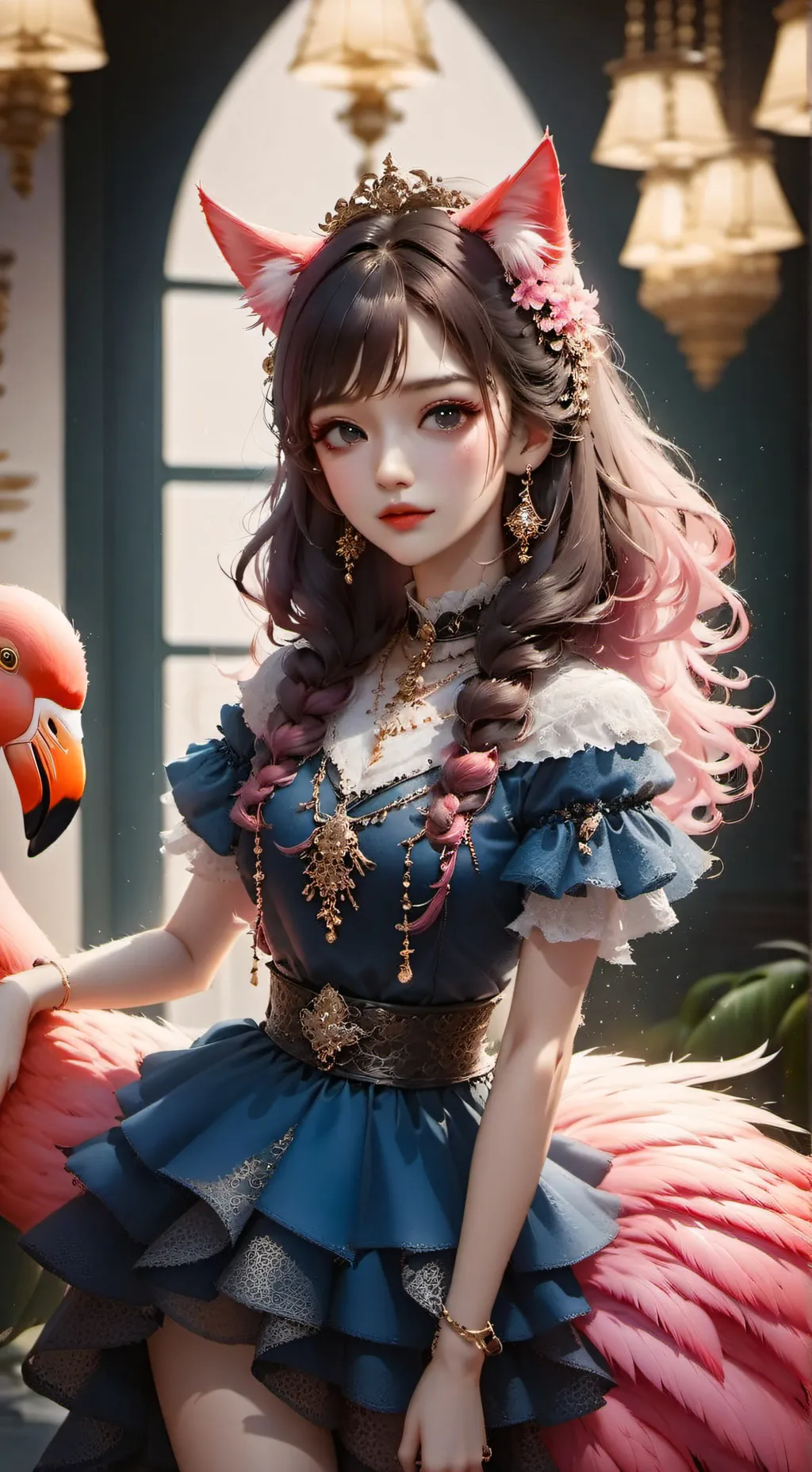 ai character: Flamingo Cat Spirit background