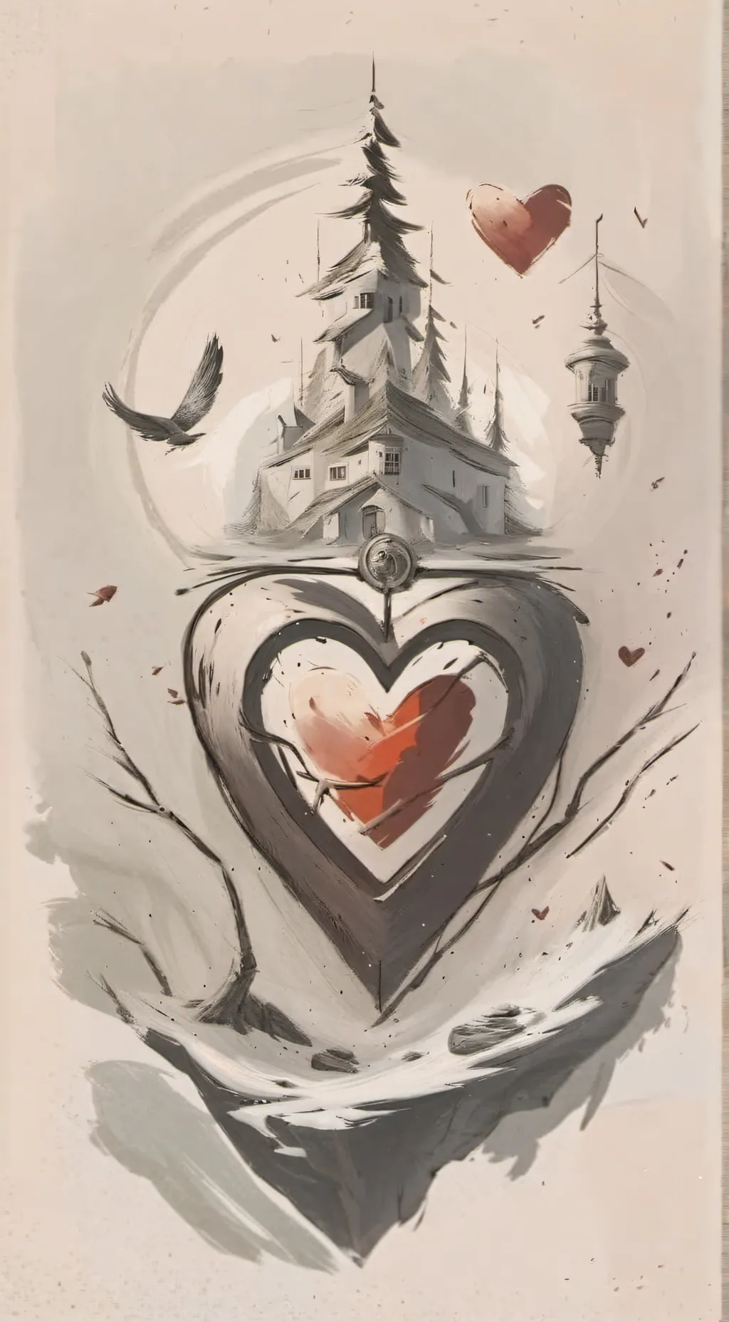 ai character: The beating heart  background