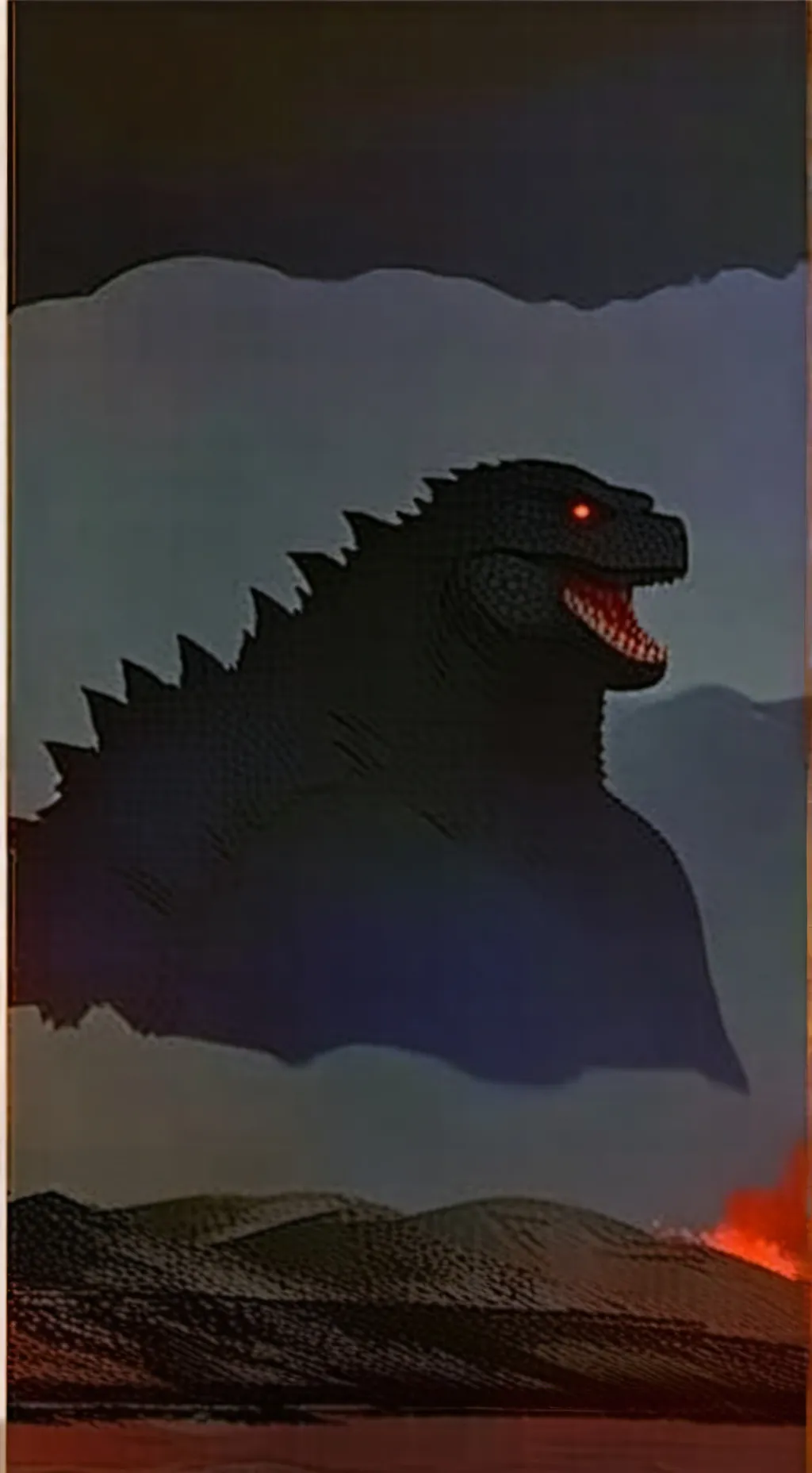ai character: godzilla bloodbath background