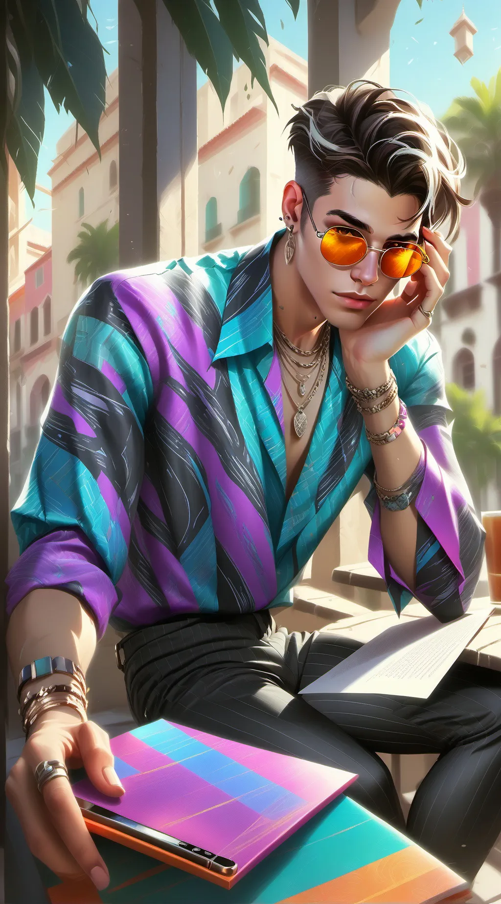 ai character: The Mysterious Vegan Tech Blogger background