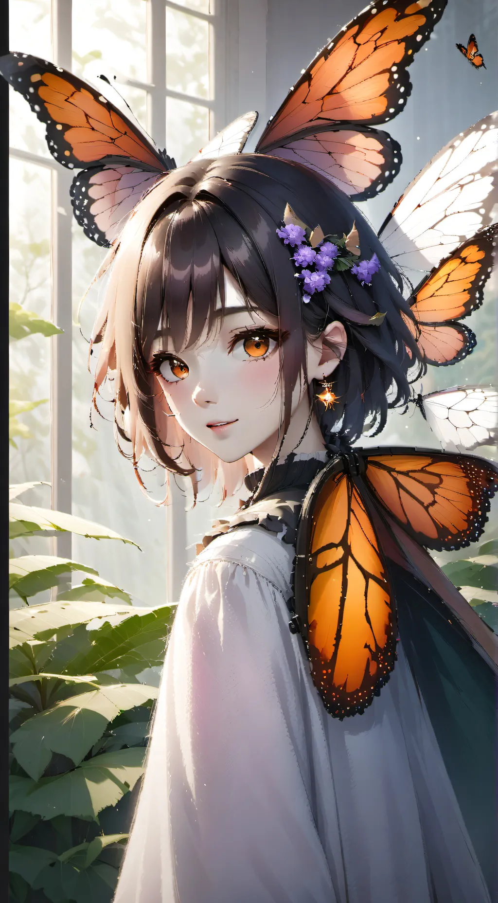 ai character: Mariposa Monarca Furry background