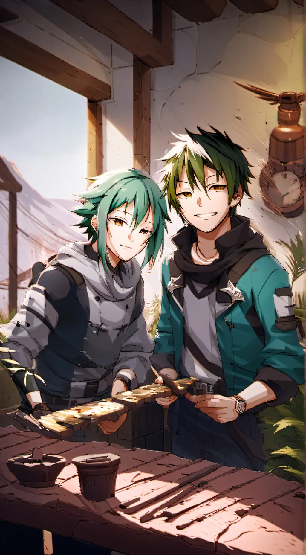 ai character: Lucy y Nok  background