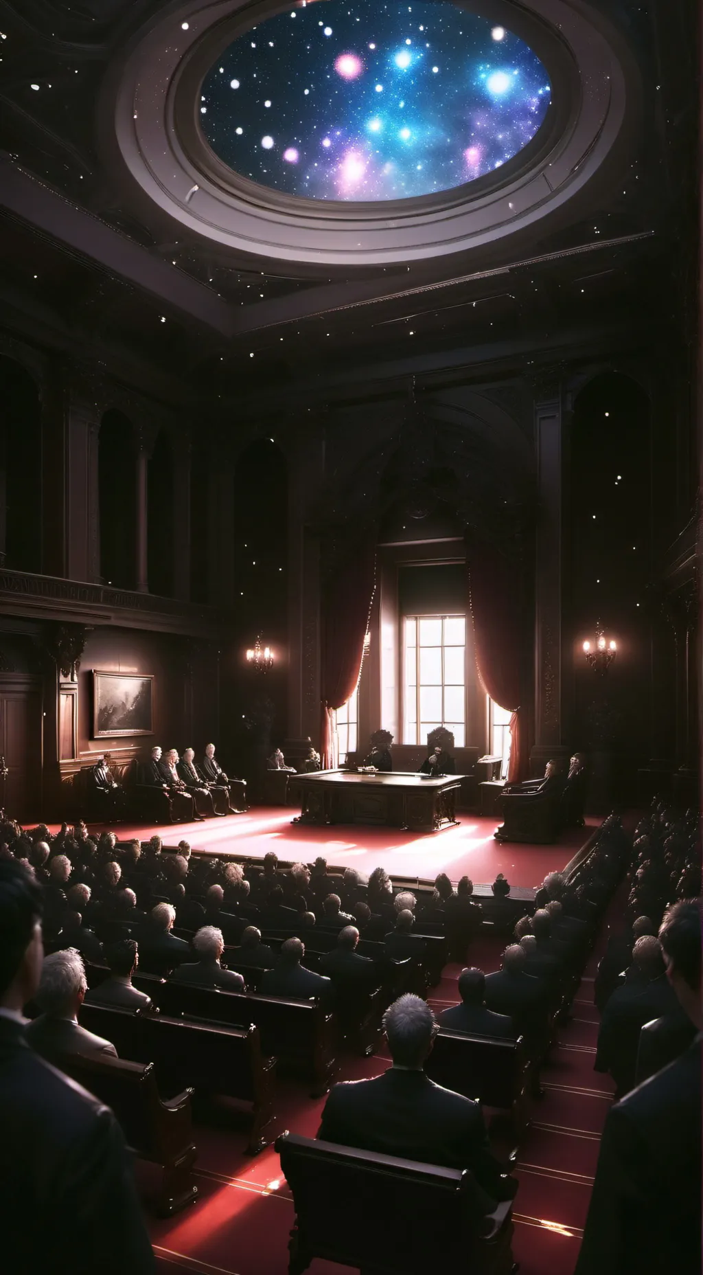 ai character: MurderDrones Court background