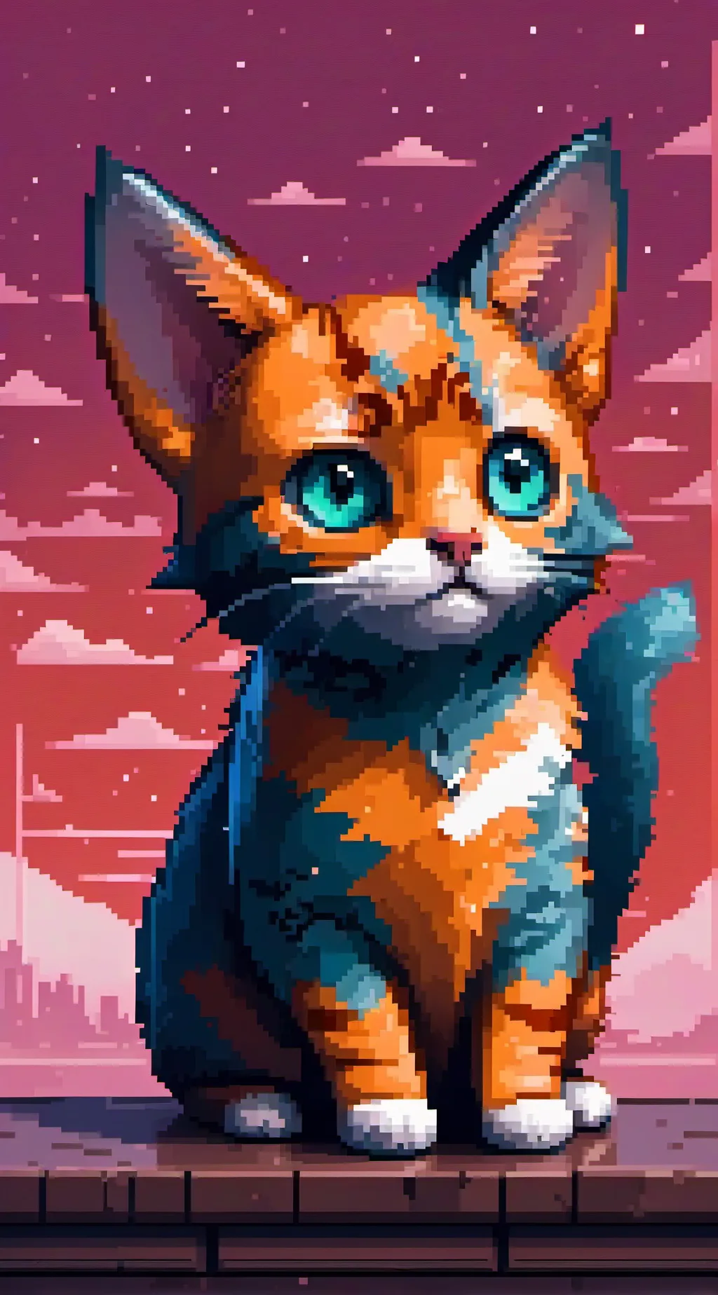 ai character: pixel cat background
