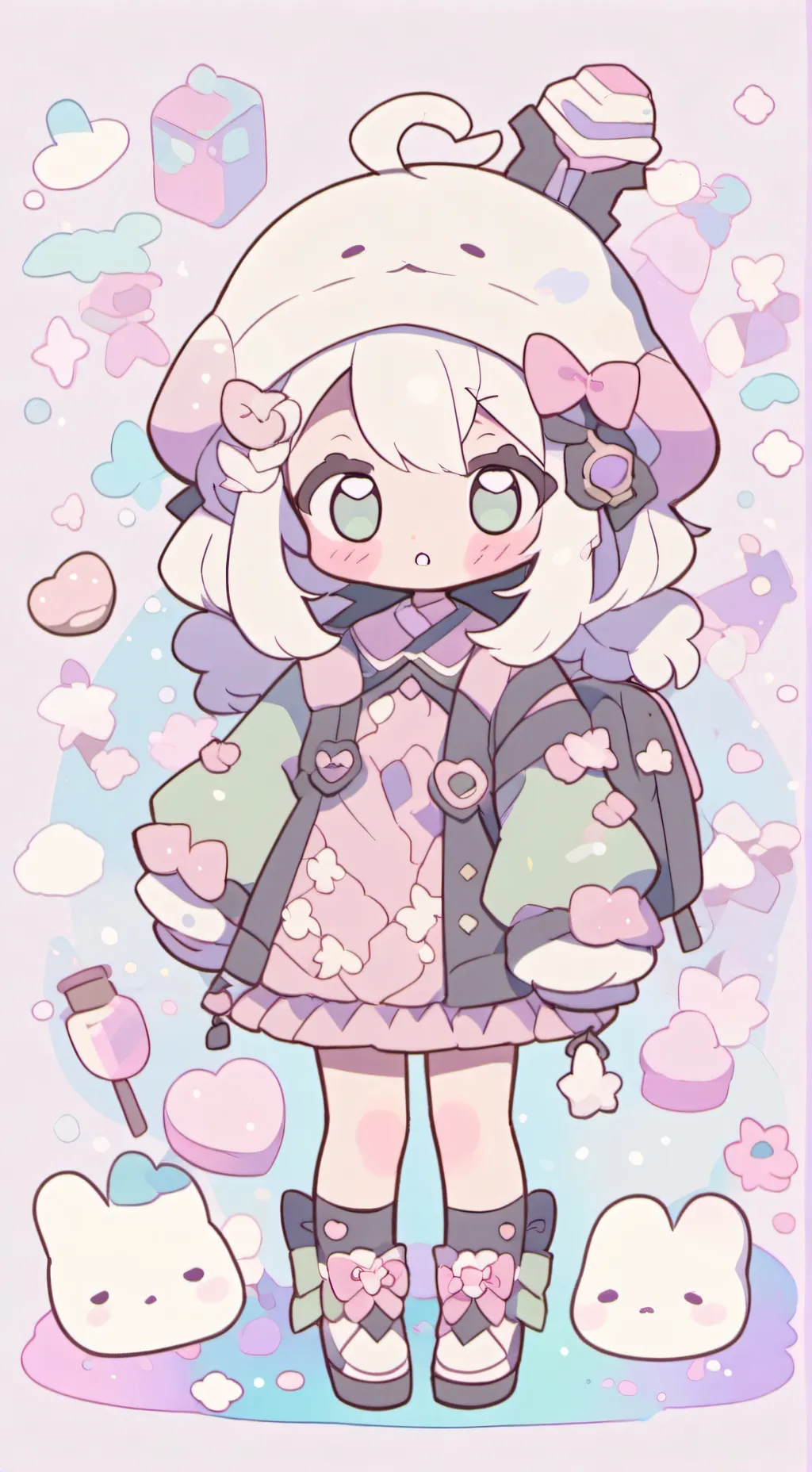 ai character: Marshmallow heat background