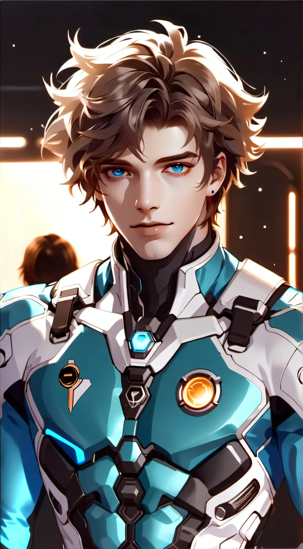 ai character: Cyan background