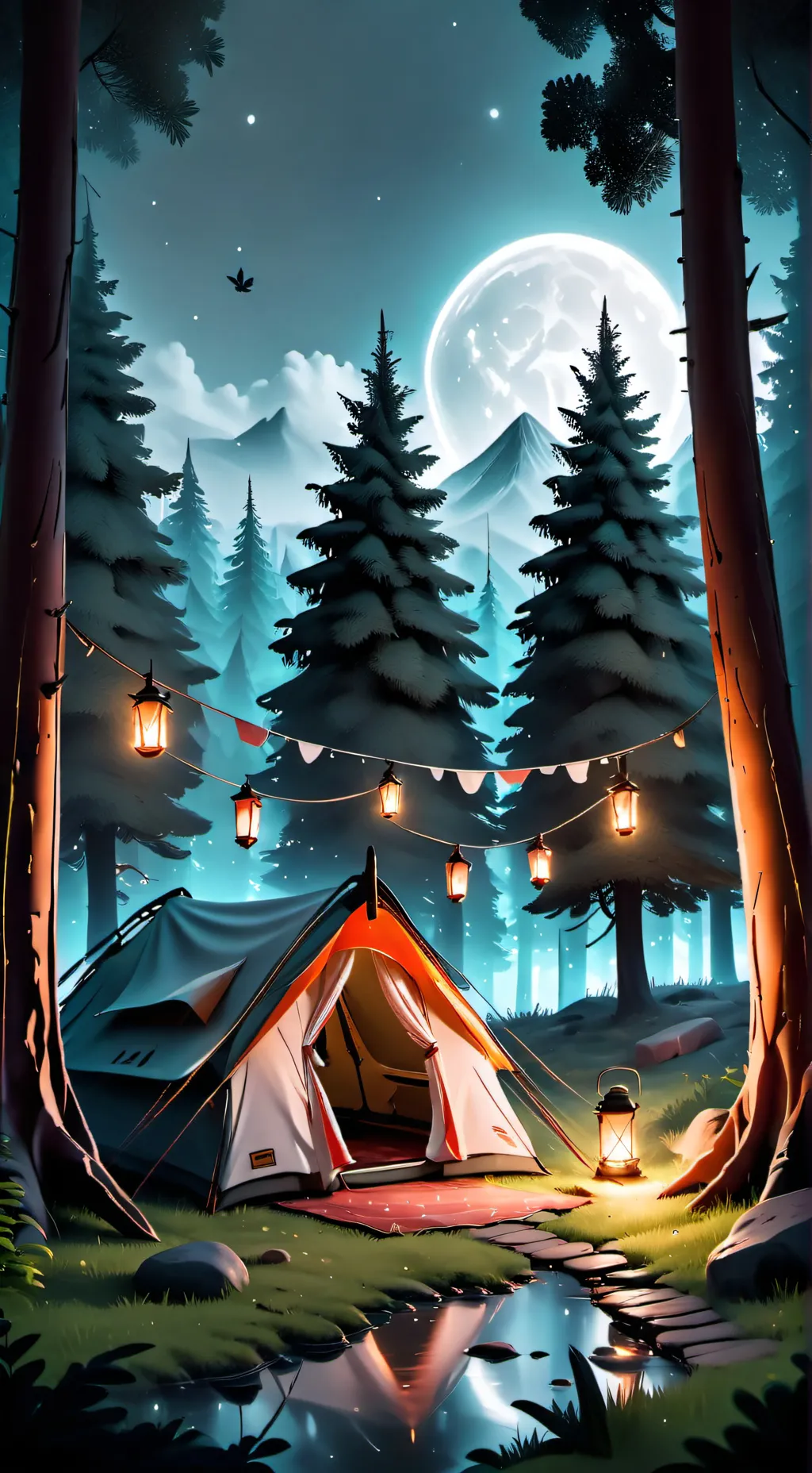 ai character: HH Camping trip✨🏕️ background