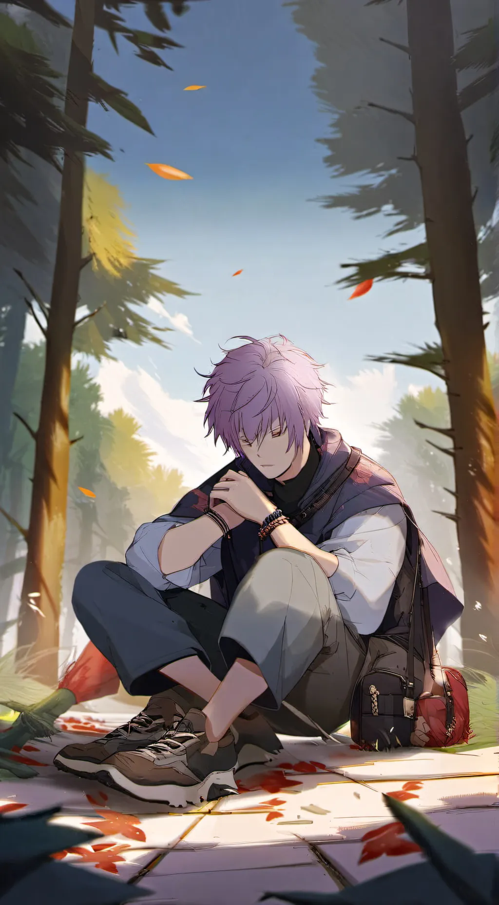 ai character: MHA forest background