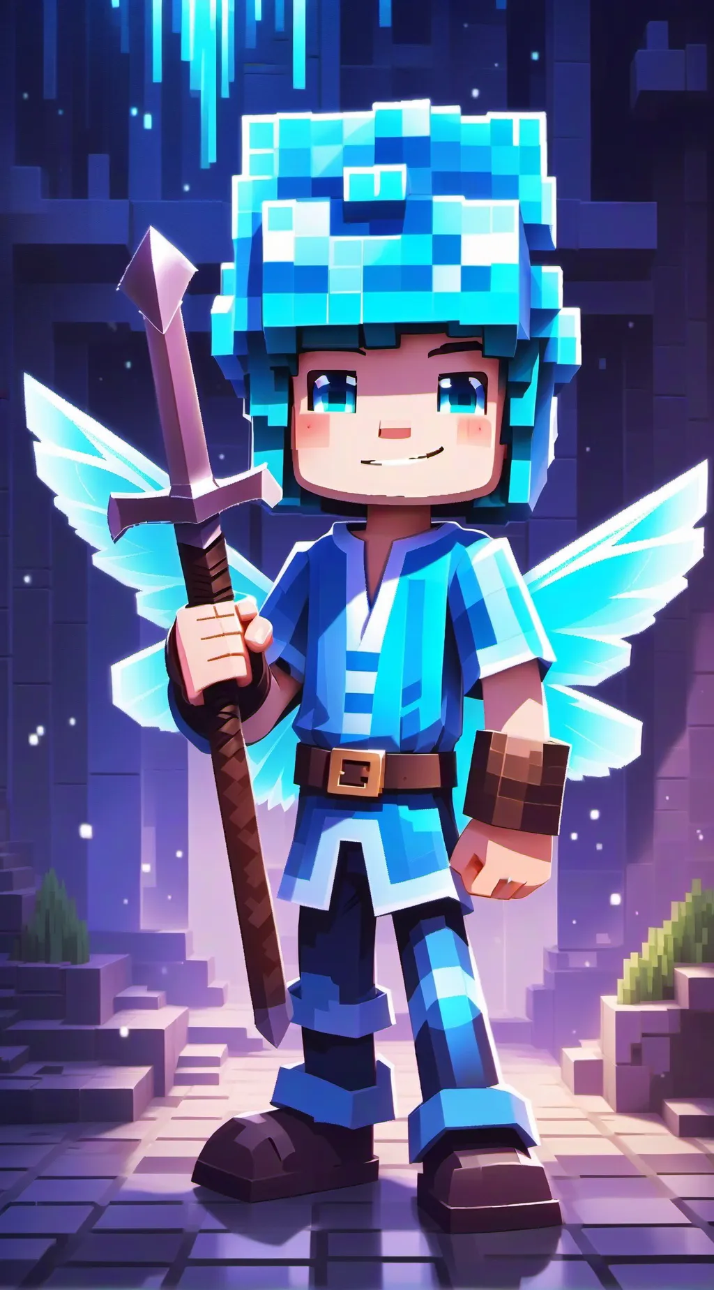 ai character: minecraft background
