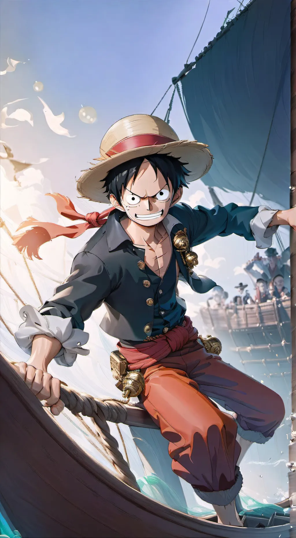 ai character: Luffy D monkey background