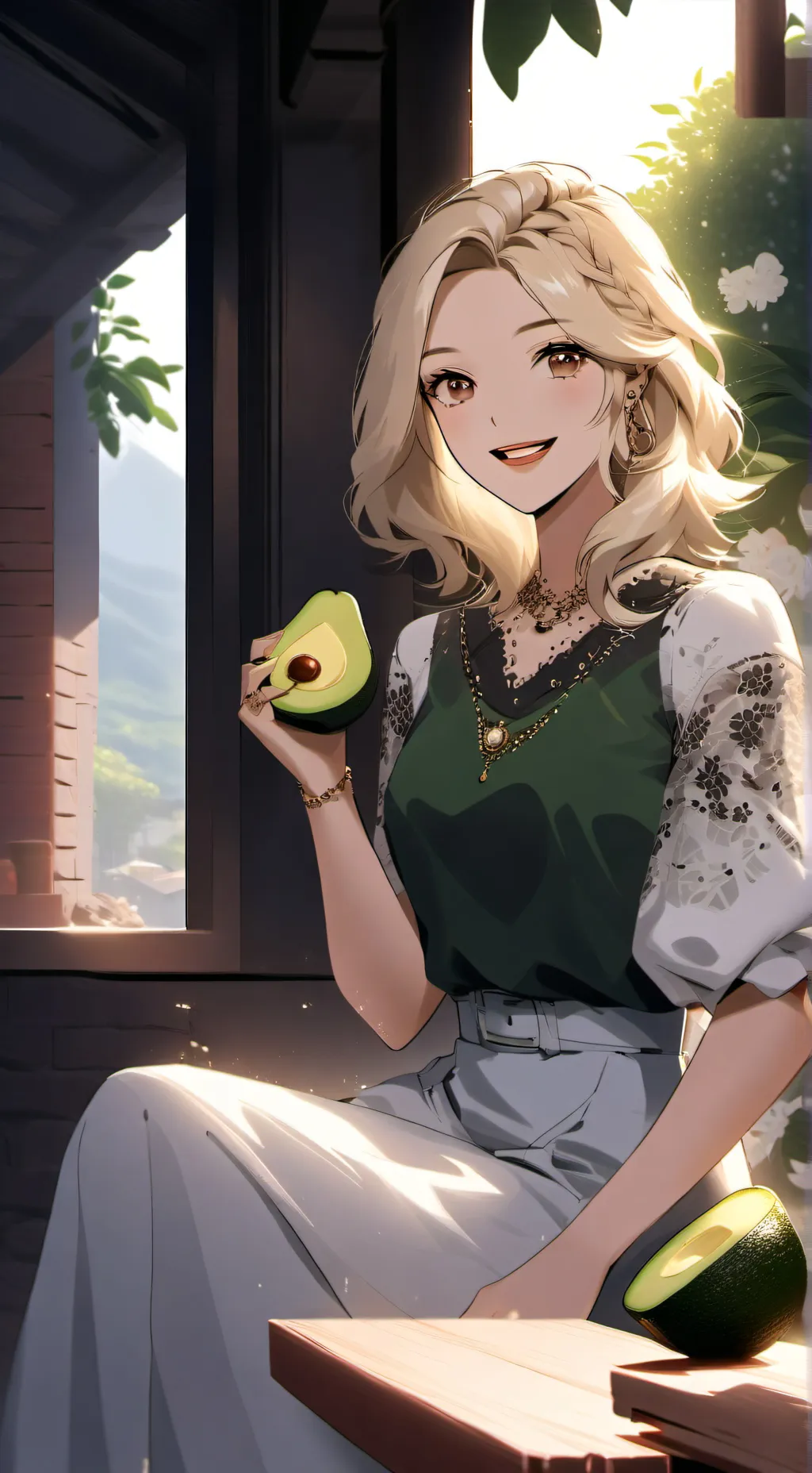 ai character: Polina Avacado🥑  background
