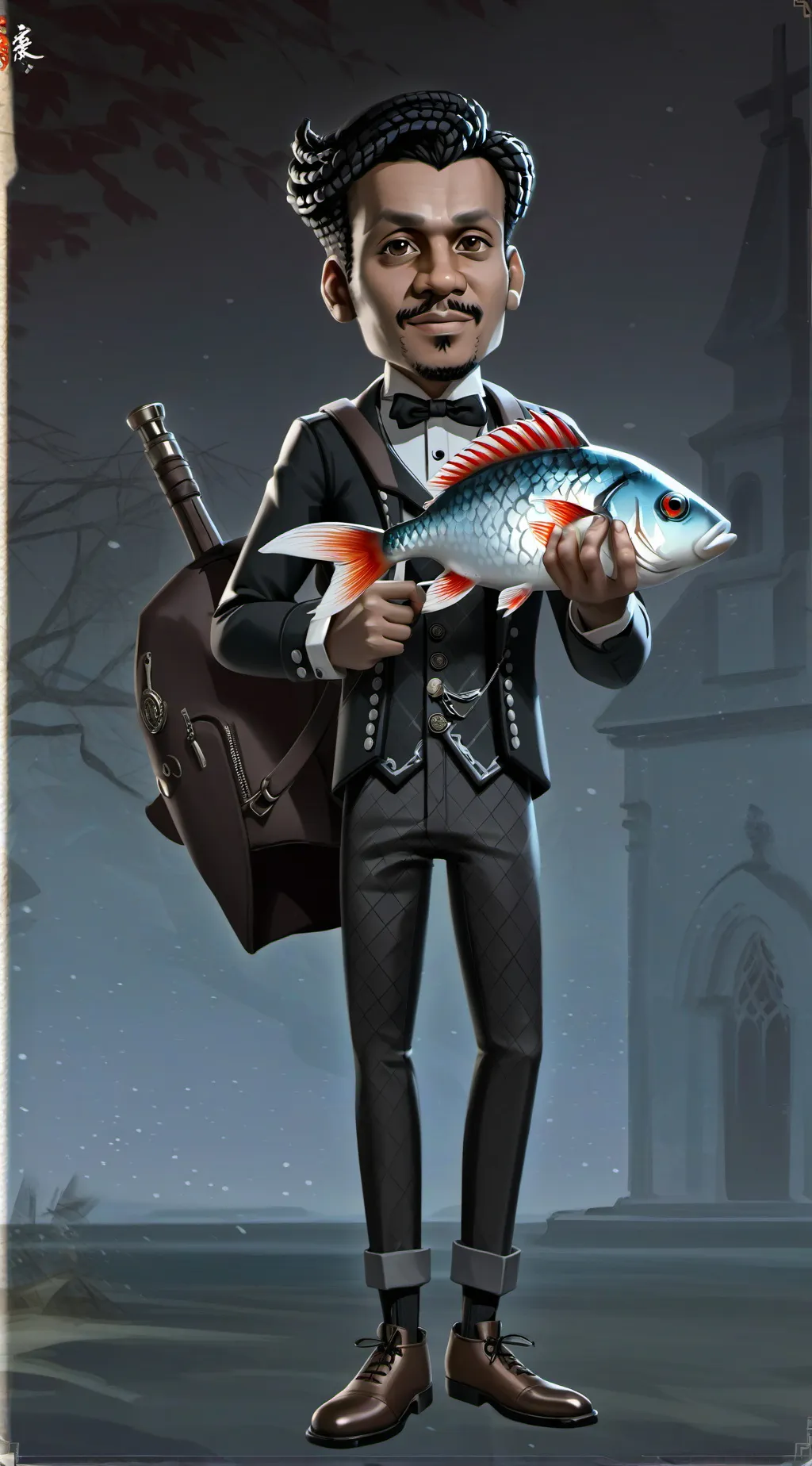 ai character: One pound fish guy background