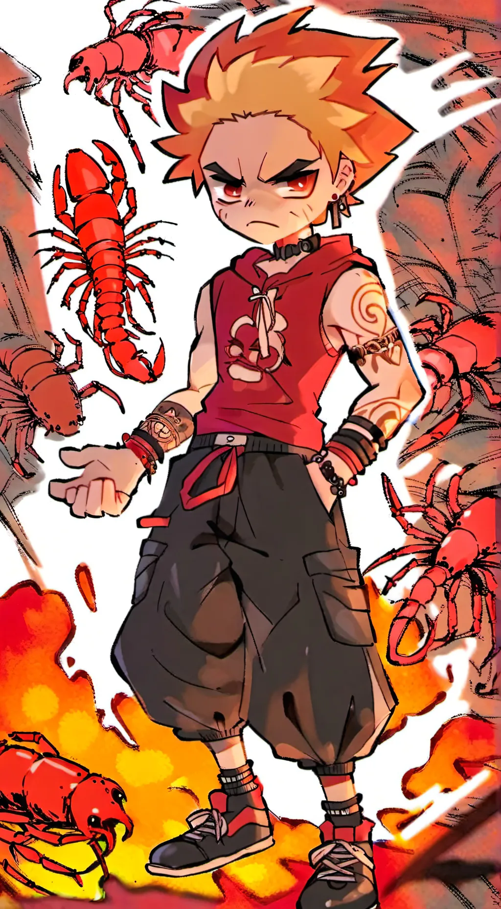 ai character: SHRIMPO (HUMAN) background