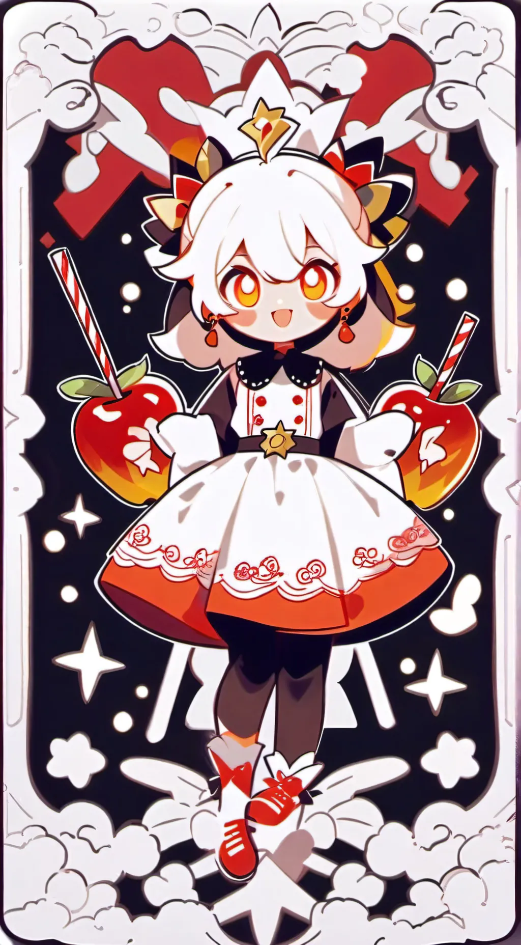 ai character: candy apple cookie background