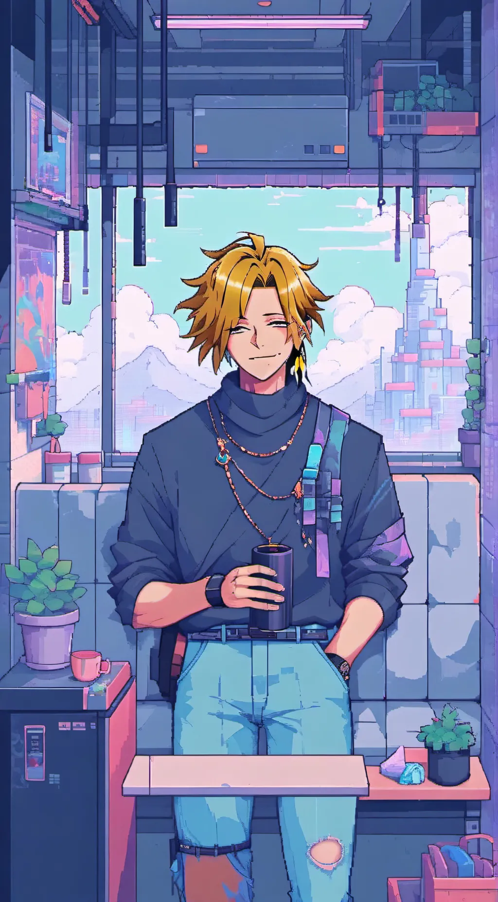 ai character: Denki Kaminari background