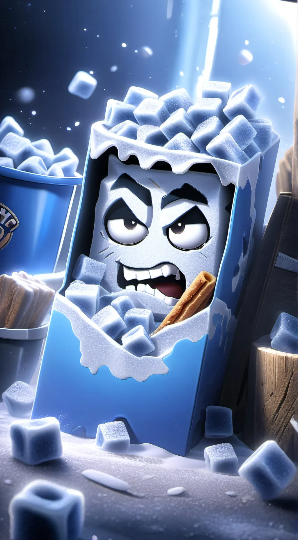 ai character: angry cereal background