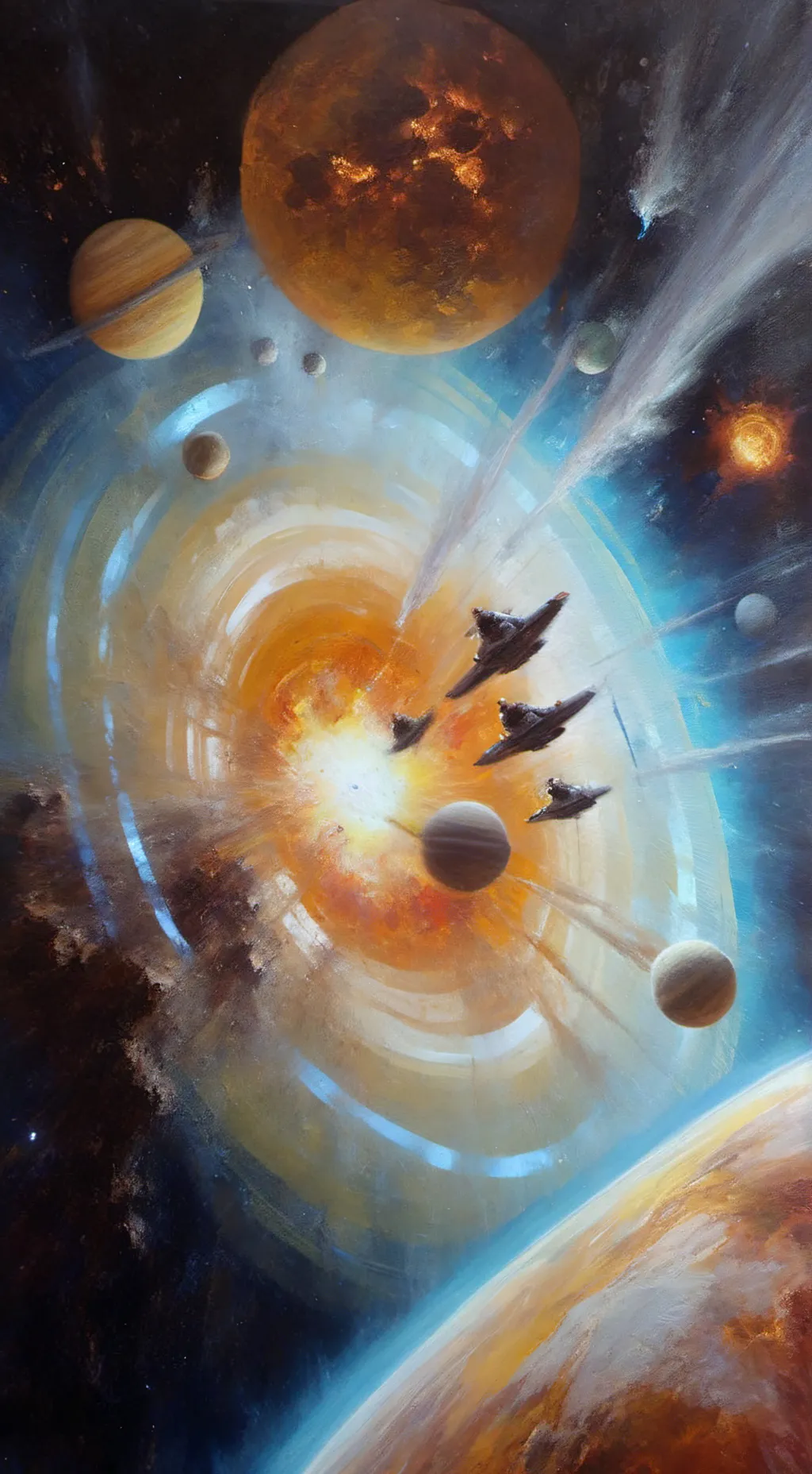 ai character: Planet missle jets background