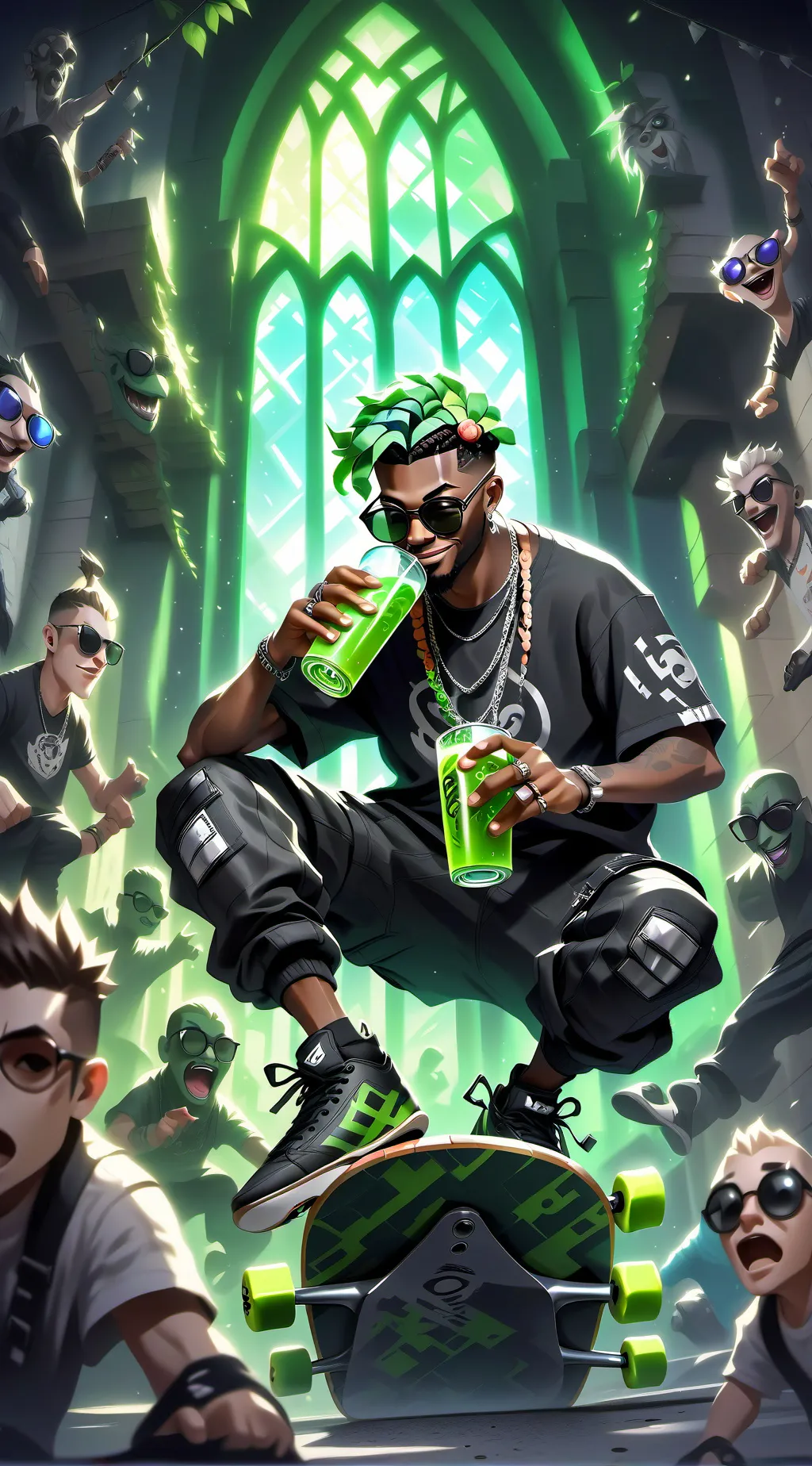 ai character: skateboard ) background