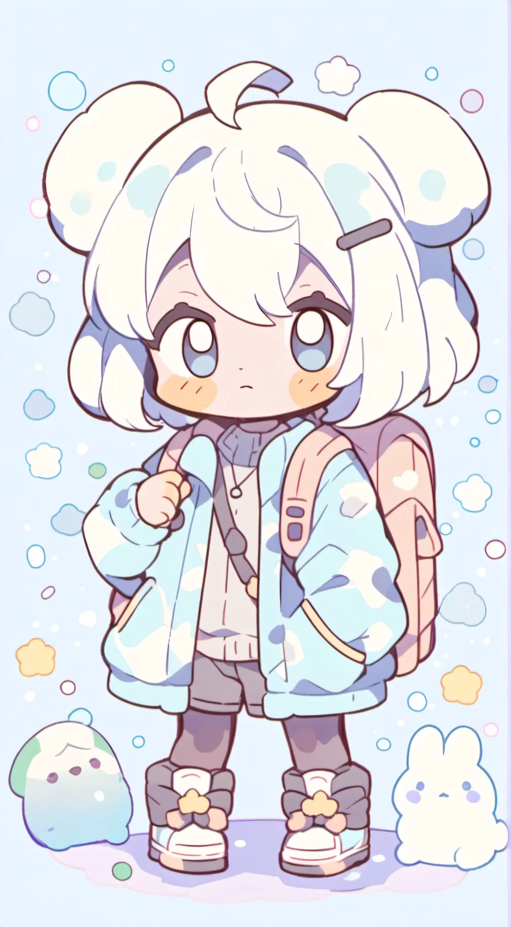 ai character: cachorrinho pebble background