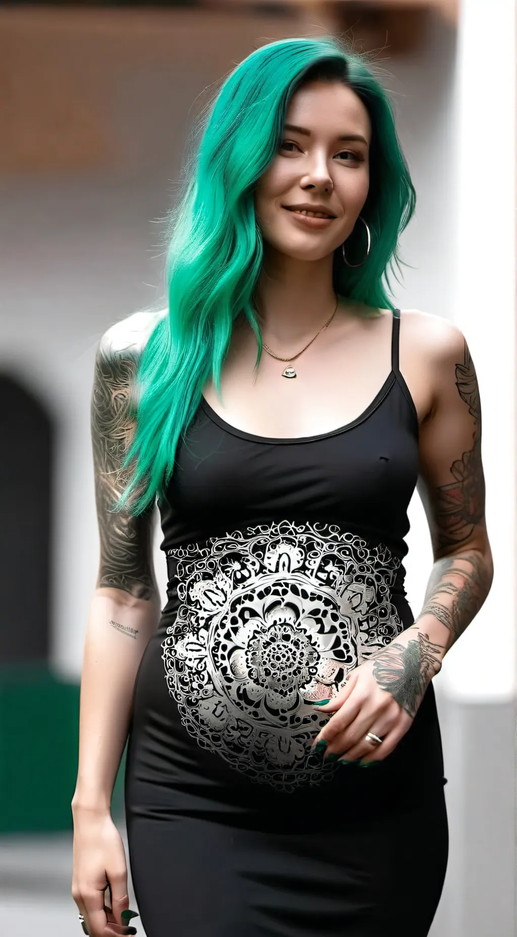 ai character: Violett Green background