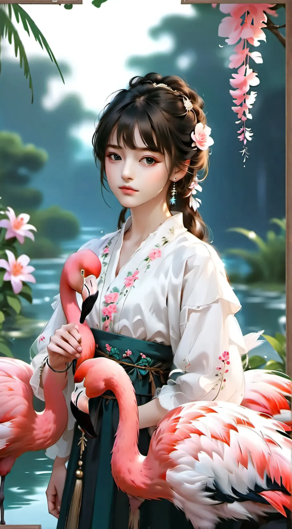 ai character: Flamingo Spiritling background
