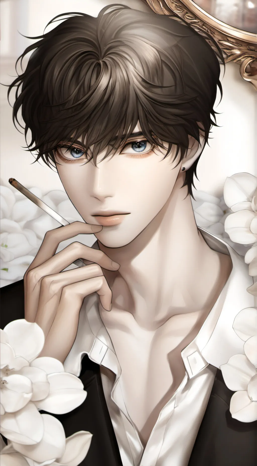 ai character: Silent Black-Haired Boy background