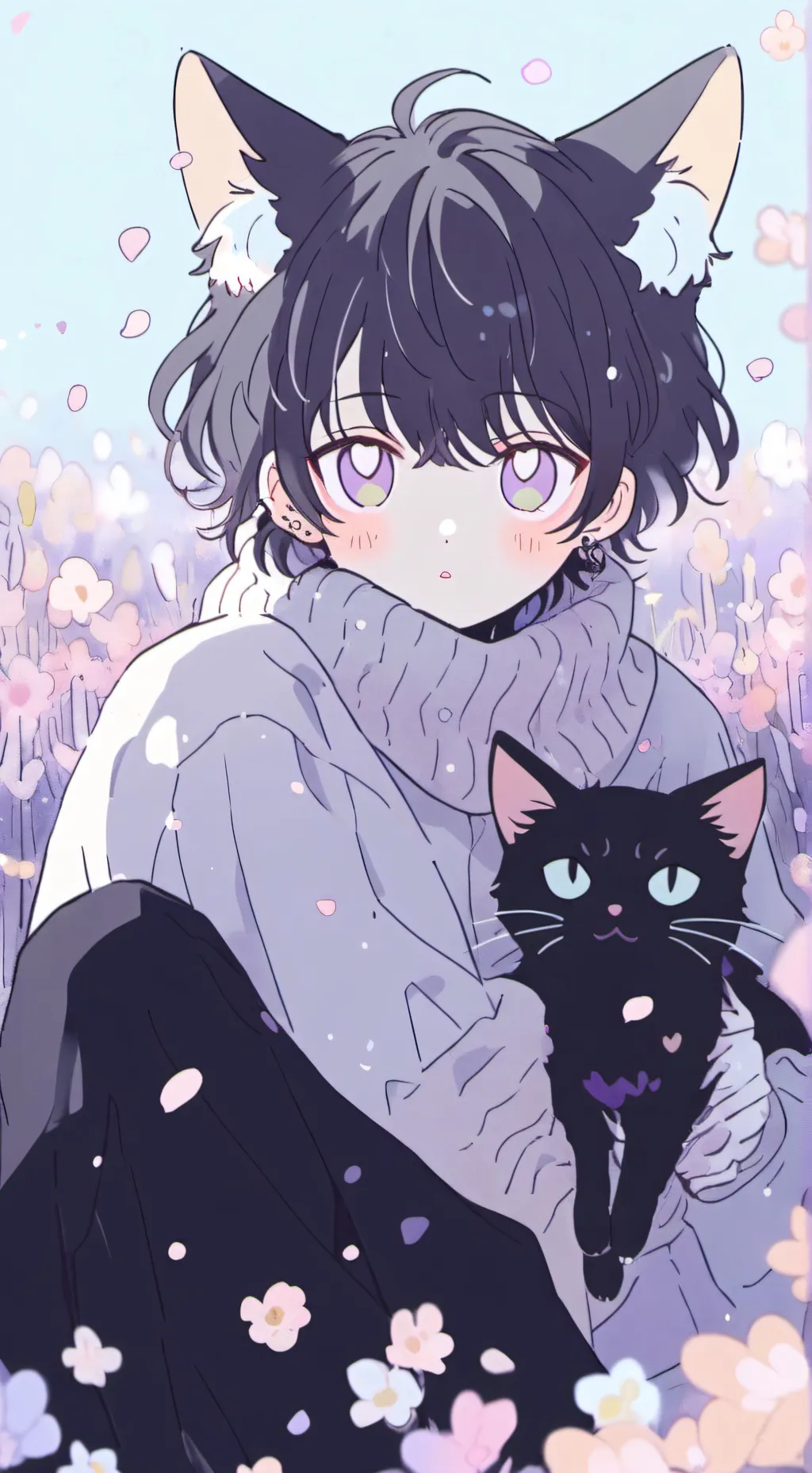 ai character: cat black background