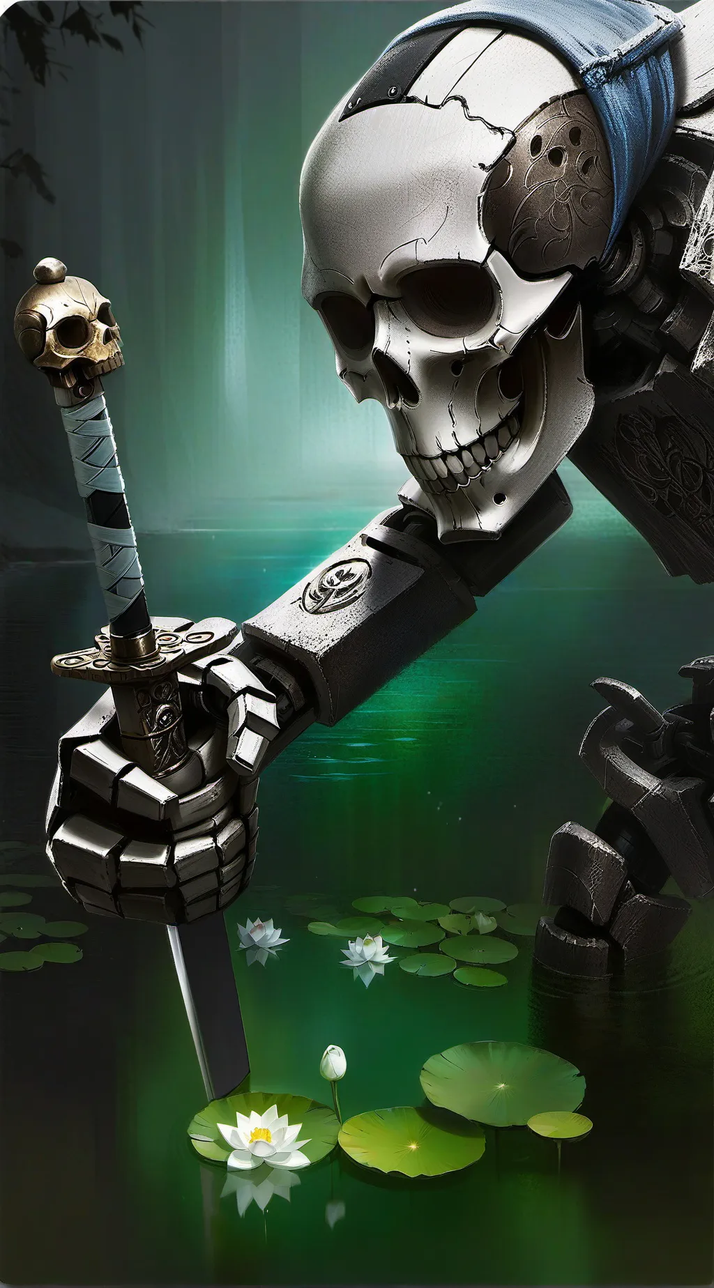 ai character:  skully￼￼ background